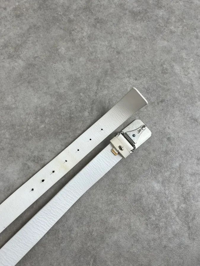 Jean Paul Gaultier 2000s Jean Paul Gaultier White Leather Logo Belt Size ONE SIZE - 6 Thumbnail