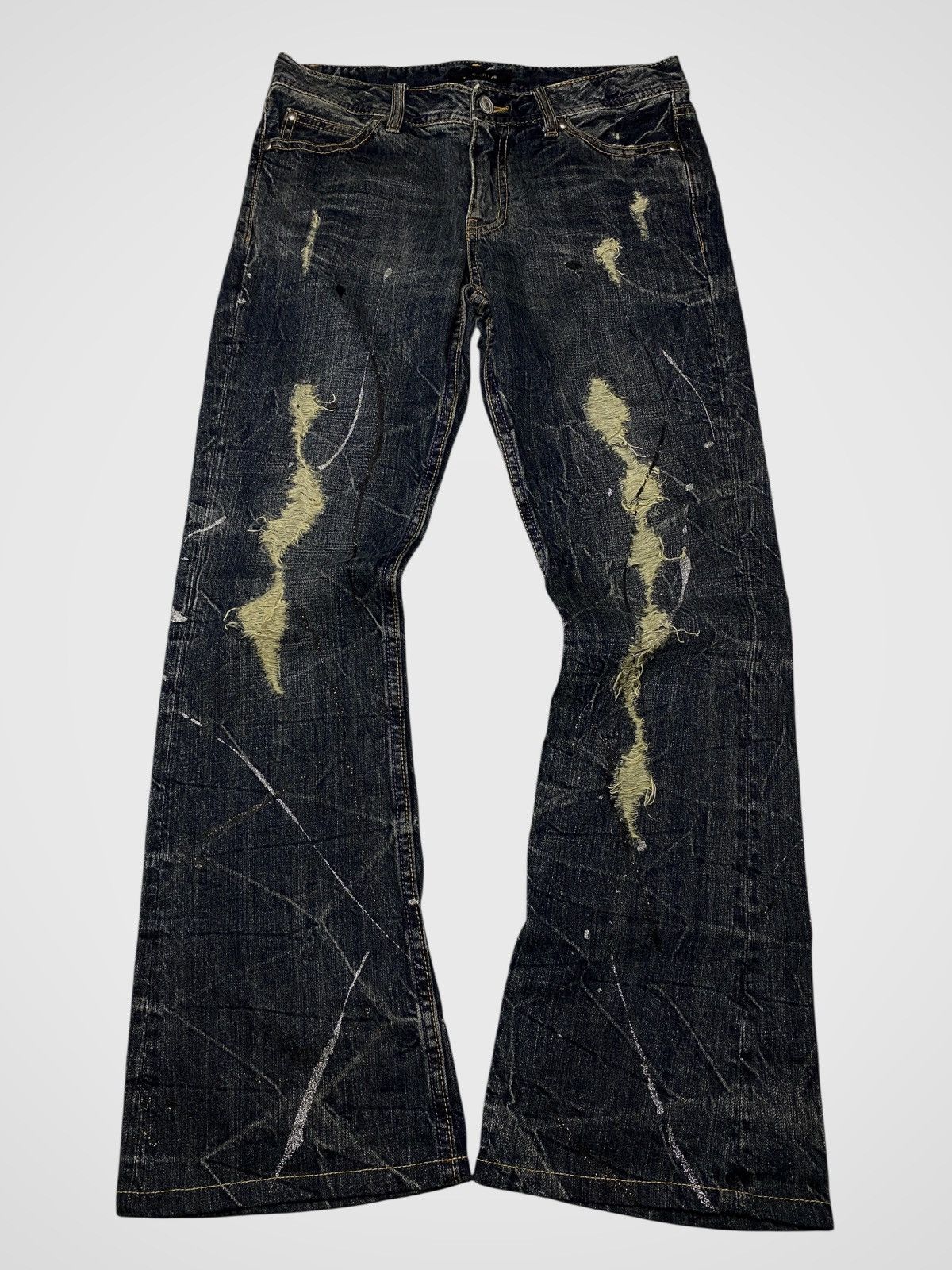 If Six Was Nine 2000's Theoria Seawash Flared Jeans Size US 28 / EU 44 - 1 Thumbnail