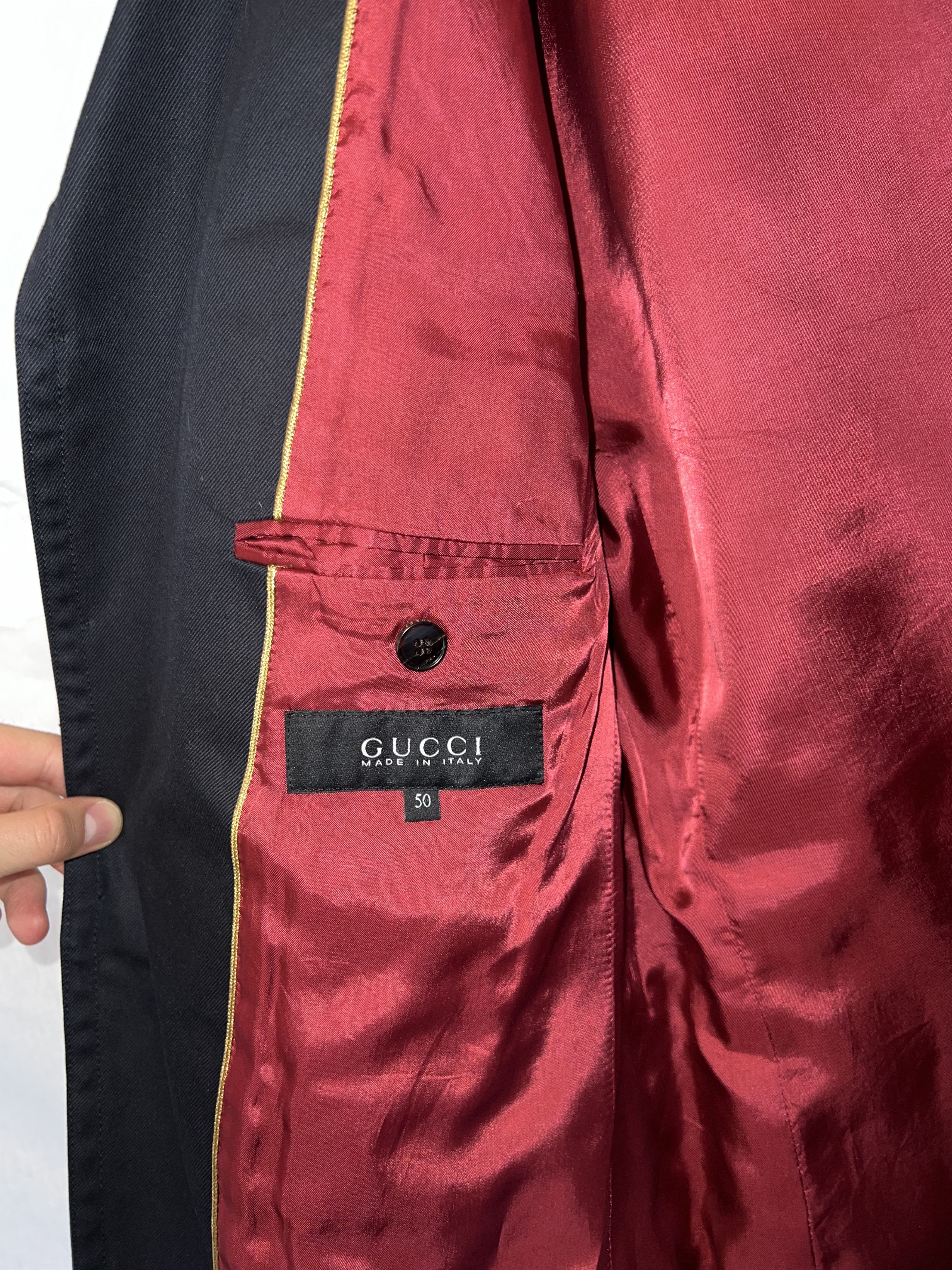Gucci Gucci Navy Field Jacket with Epaulettes & Red Satin Size 50R Size 50R - 6 Thumbnail
