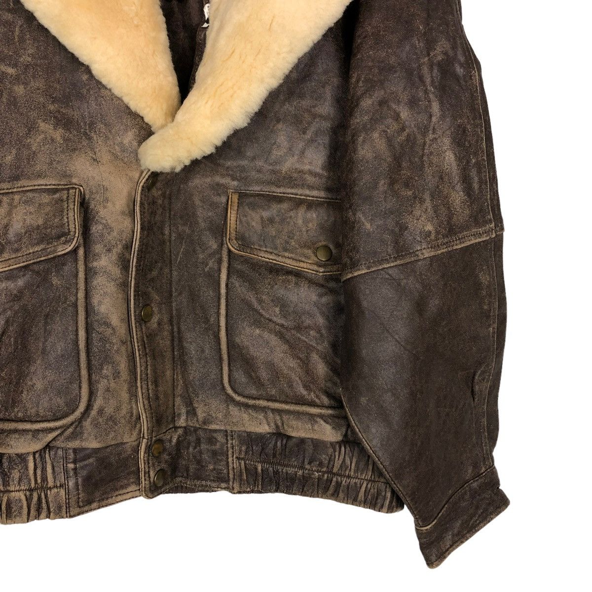 Japanese Brand 🔥VINTAGE FLY LEATHER JACKET BIKER MINK FUR COLLAR Size US M / EU 48-50 / 2 - 6 Thumbnail