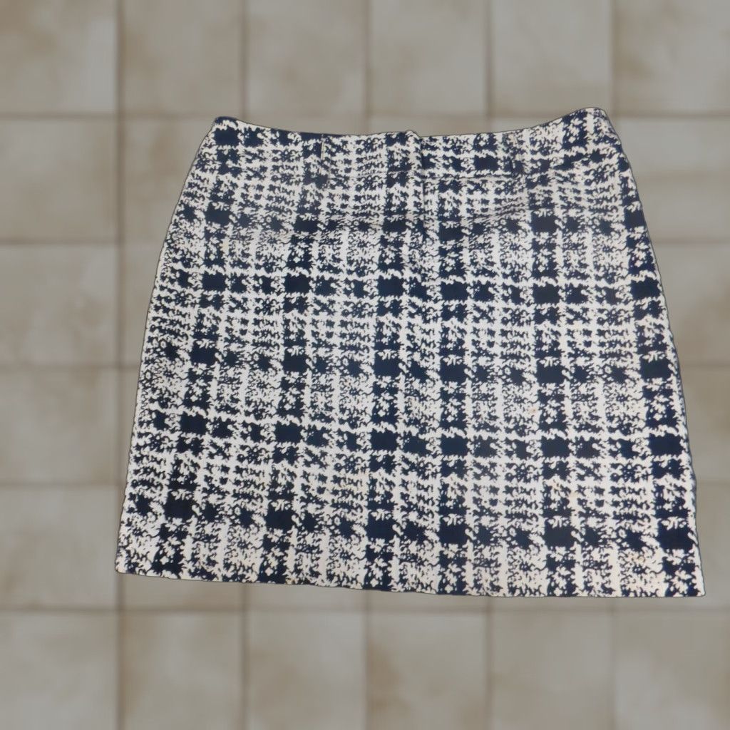 Vintage Inc International Concepts Womens Skirt Short A-Line Zip Blue 8 Cotton Polyester Knit Zipper Floral Casual 8 Regular Womens Size 30" / US 8 / IT 44 - 1 Thumbnail