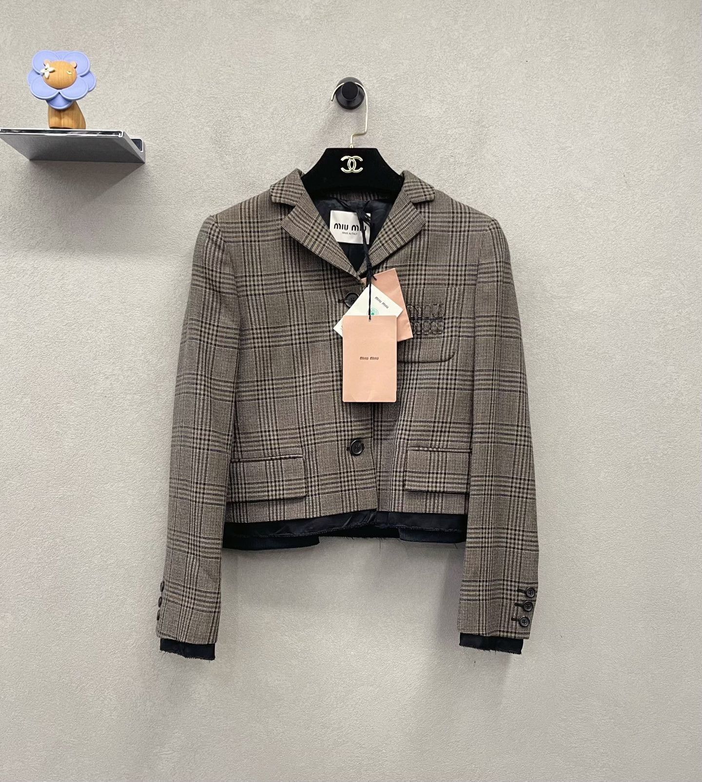 Miu Miu Miumiu Brown Checkered Coat Size XS / US 0-2 / IT 36-38 - 1 Thumbnail