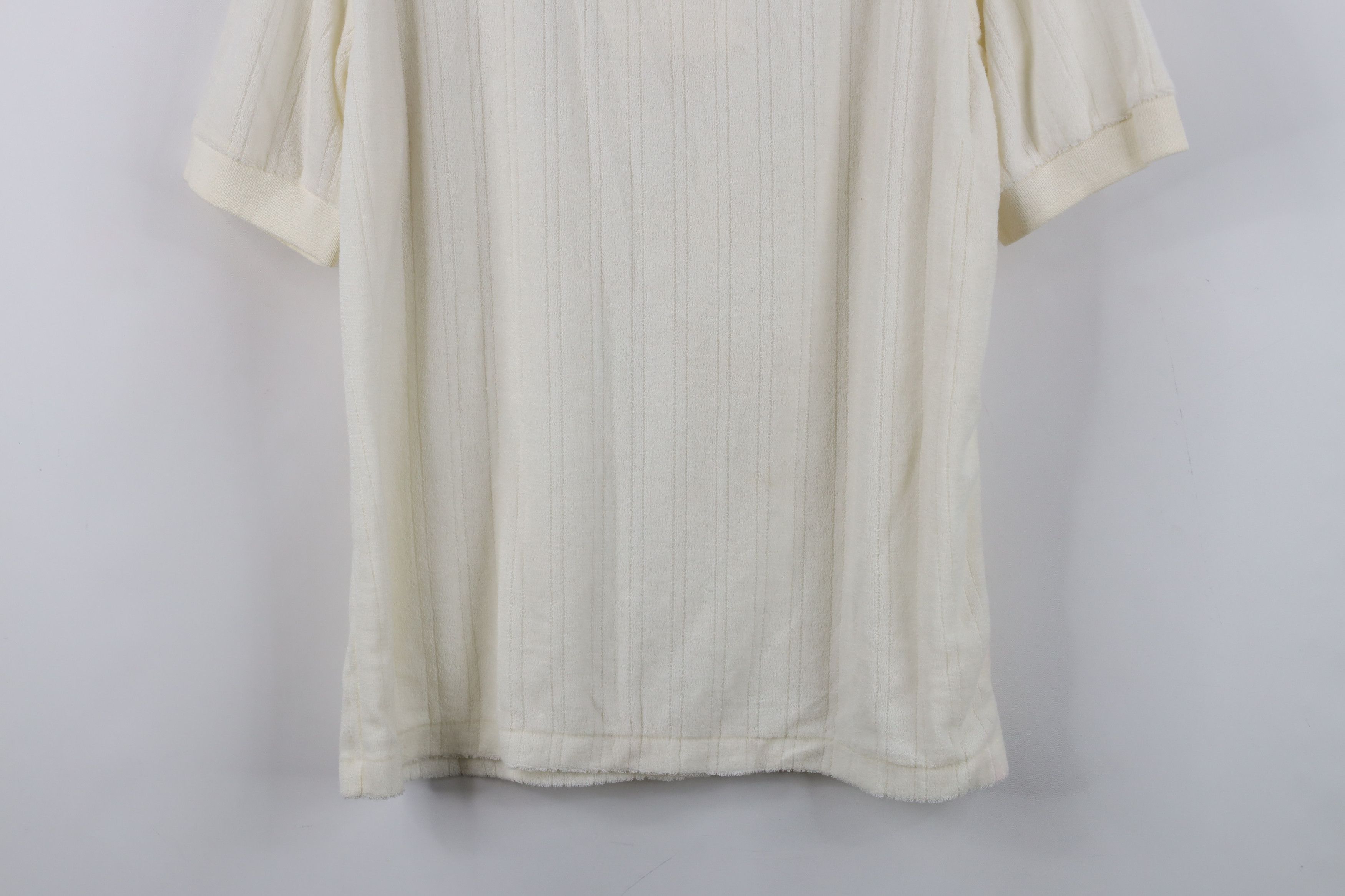 Vintage Vintage 70s Streetwear Terry Cloth Collared Polo Shirt Cream Size US L / EU 52-54 / 3 - 11 Thumbnail