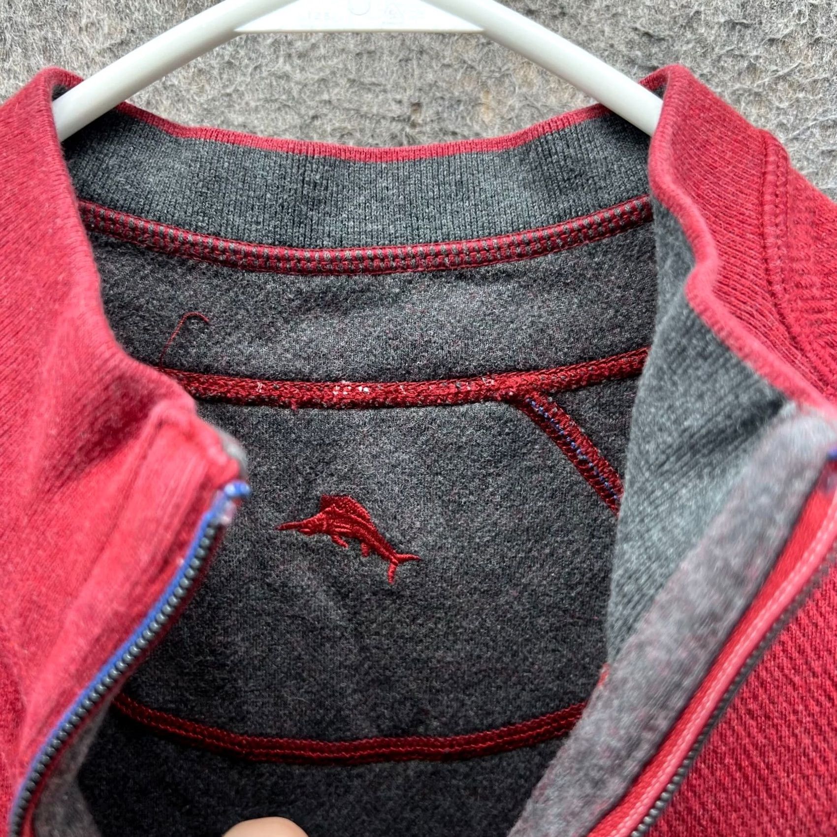 Tommy Bahama Tommy Bahama Pullover Mens XL Red Color Reversible Cotton Sweatshirt Mock Neck Zip (Quarter Zip) Size US XL / EU 56 / 4 - 4 Thumbnail
