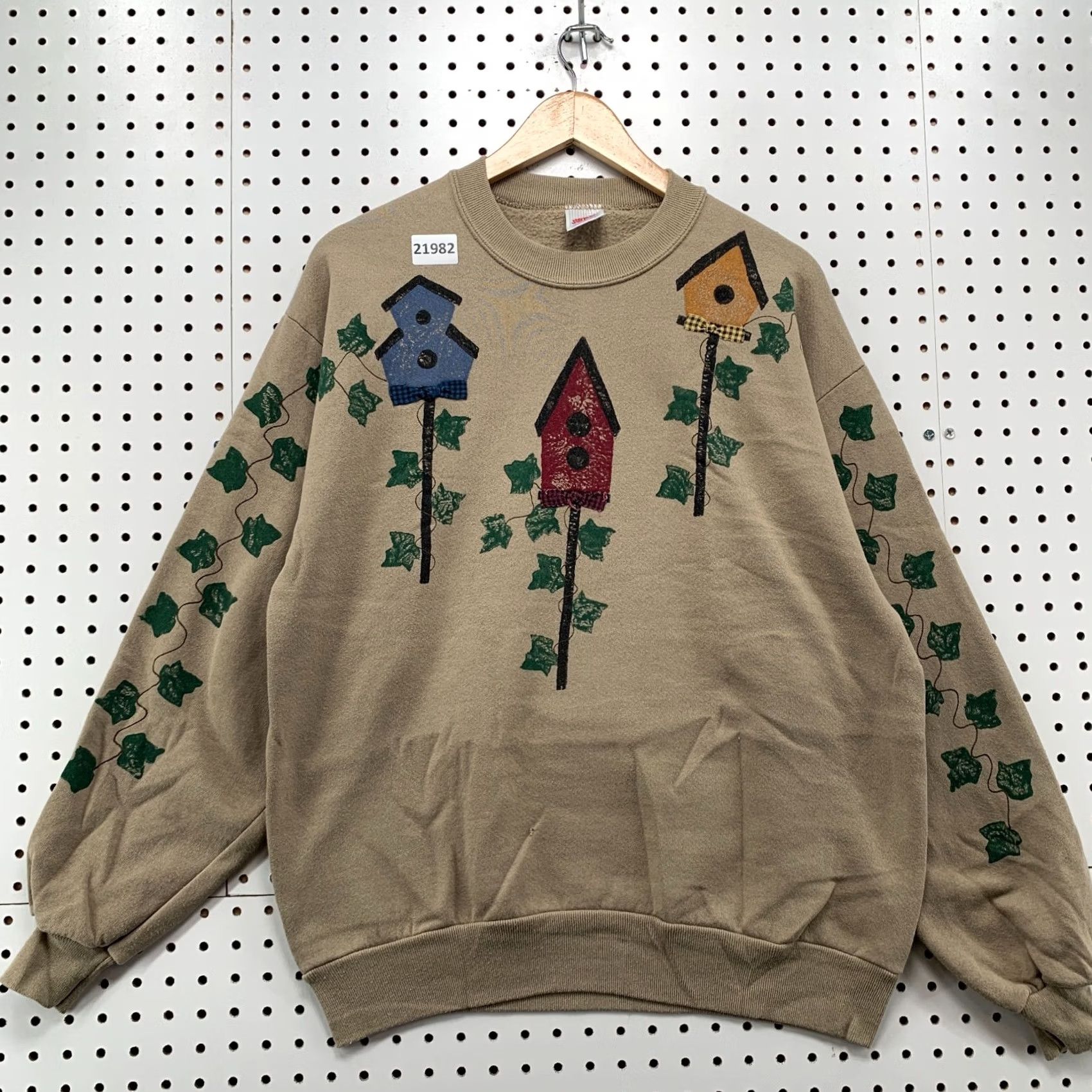 Jerzees VINTAGE Birdhouse Leaf Sweatshirt Brown Mens L Crewneck Pullover 90s Jerzees Canvas Pullover Size US L / EU 52-54 / 3 - 5 Thumbnail