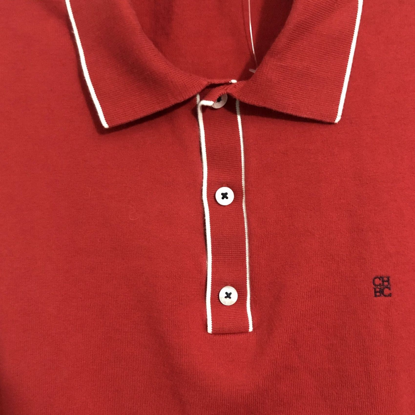 Carolina Herrera CH Carolina Herrera Red Polo Shirt Men L 100% Cotton Short Sleeve Shirt Polo Classic Casual Mens Size US L / EU 52-54 / 3 - 3 Thumbnail