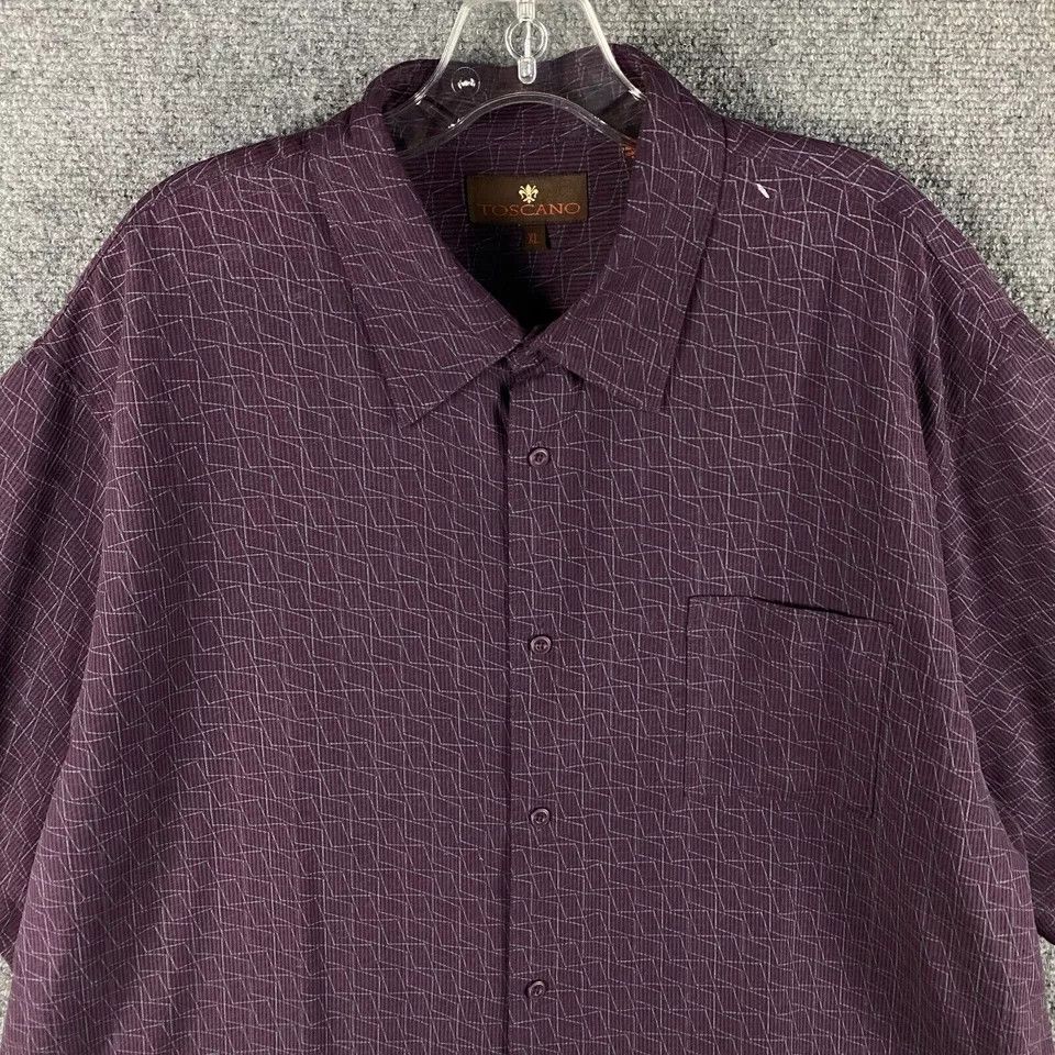 Toscano Toscano Shirt Men's Extra Large Geometric Button Up Silk XL Size US XL / EU 56 / 4 - 2 Thumbnail