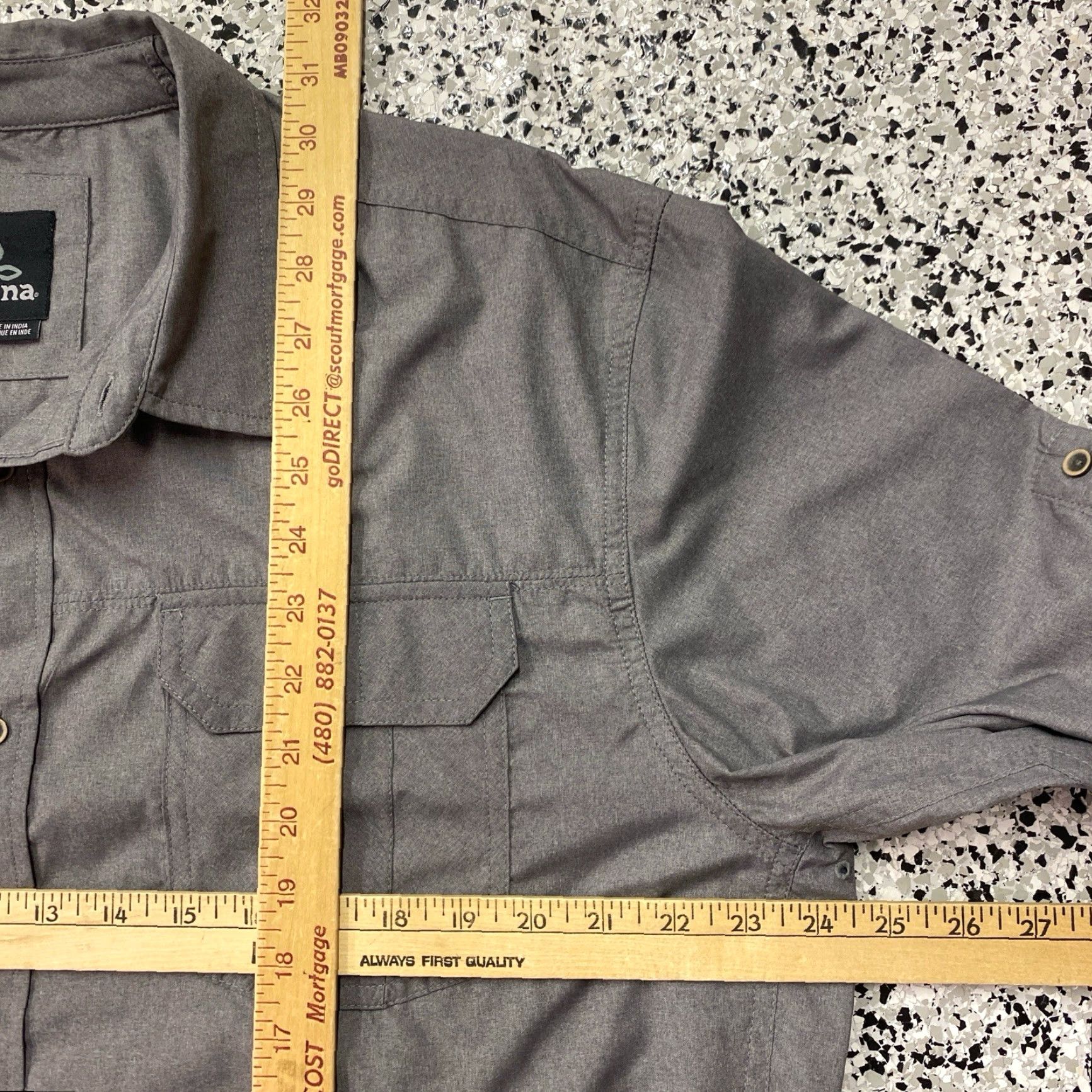 Prana prAna Button-Up Shirt Long Sleeve Men's XL Gray Moisture Wicking Pockets Casual, Travel, Workwear Size US XL / EU 56 / 4 - 3 Thumbnail