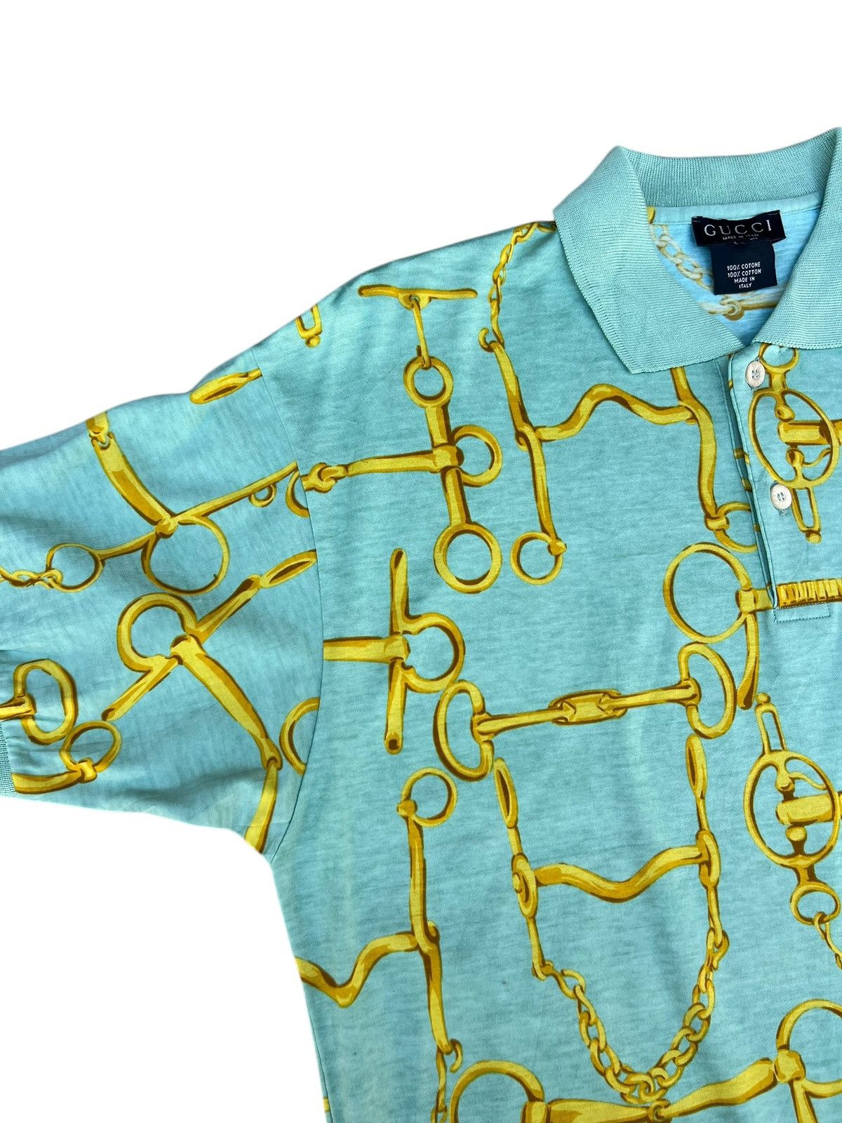 Gucci 00s GUCCI Tom Ford Made in Italy Gold Chain Link Polo Shirt Size US M / EU 48-50 / 2 - 7 Thumbnail