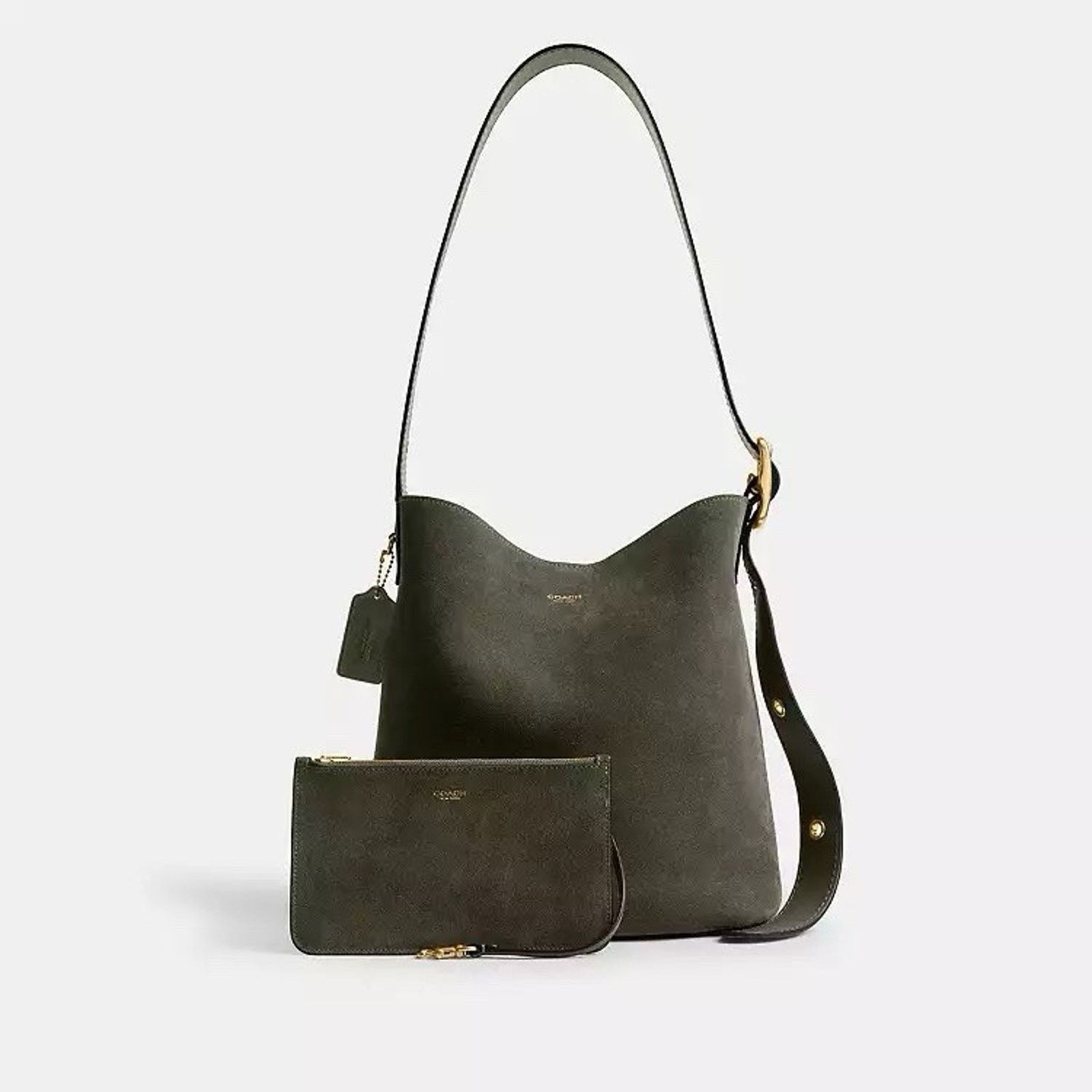 Coach NWT Coach Bleecker Bucket Bag CCC24 suede Brass/Olive Size ONE SIZE - 11 Thumbnail