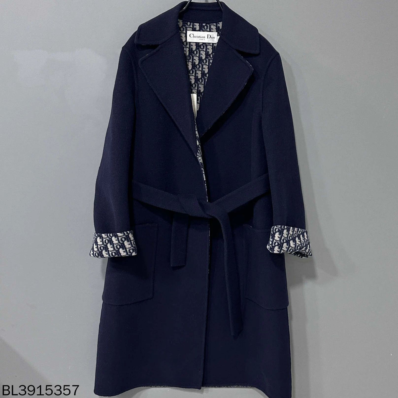 Dior Dior navy all-over print wool overcoat 34 98 New Size XS / US 0-2 / IT 36-38 - 1 Thumbnail