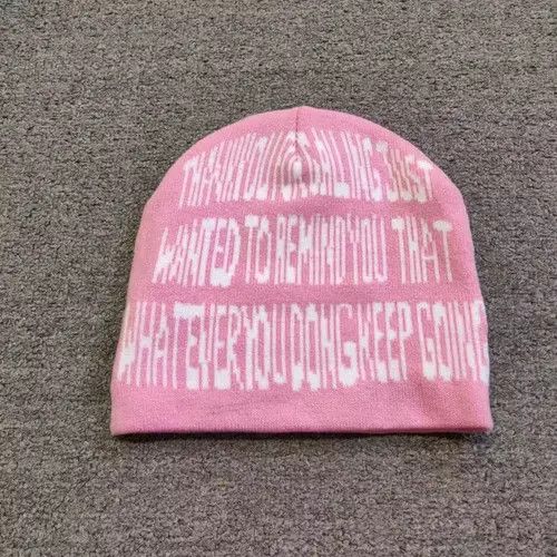 Japanese Brand Call 1-800 We Ball Y2K Graphic No Cuff Beanie Hat Pink Size ONE SIZE - 2 Thumbnail
