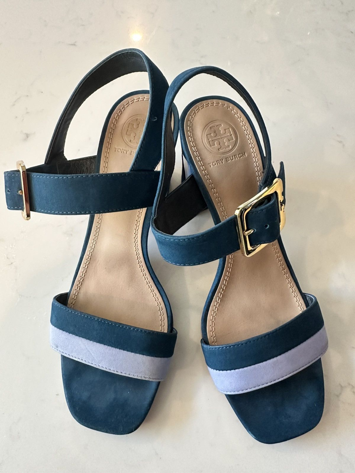 Tory Burch Tory Burch Teal and Lavender Palermo Sandals - Sz. 7 Size US 7 / IT 37 - 1 Thumbnail