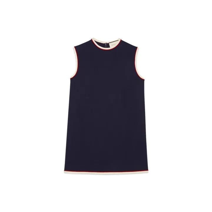 Gucci Sleeveless Round Neck Dress in Dark Blue
