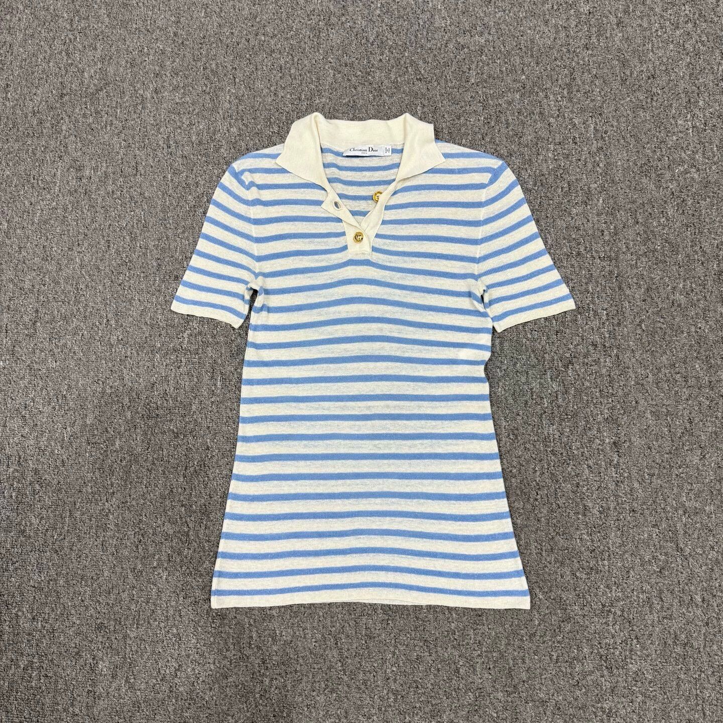 Dior Dior blue/white stripe cashmere short-sleeve 34 99 new Size XS / US 0-2 / IT 36-38 - 1 Thumbnail