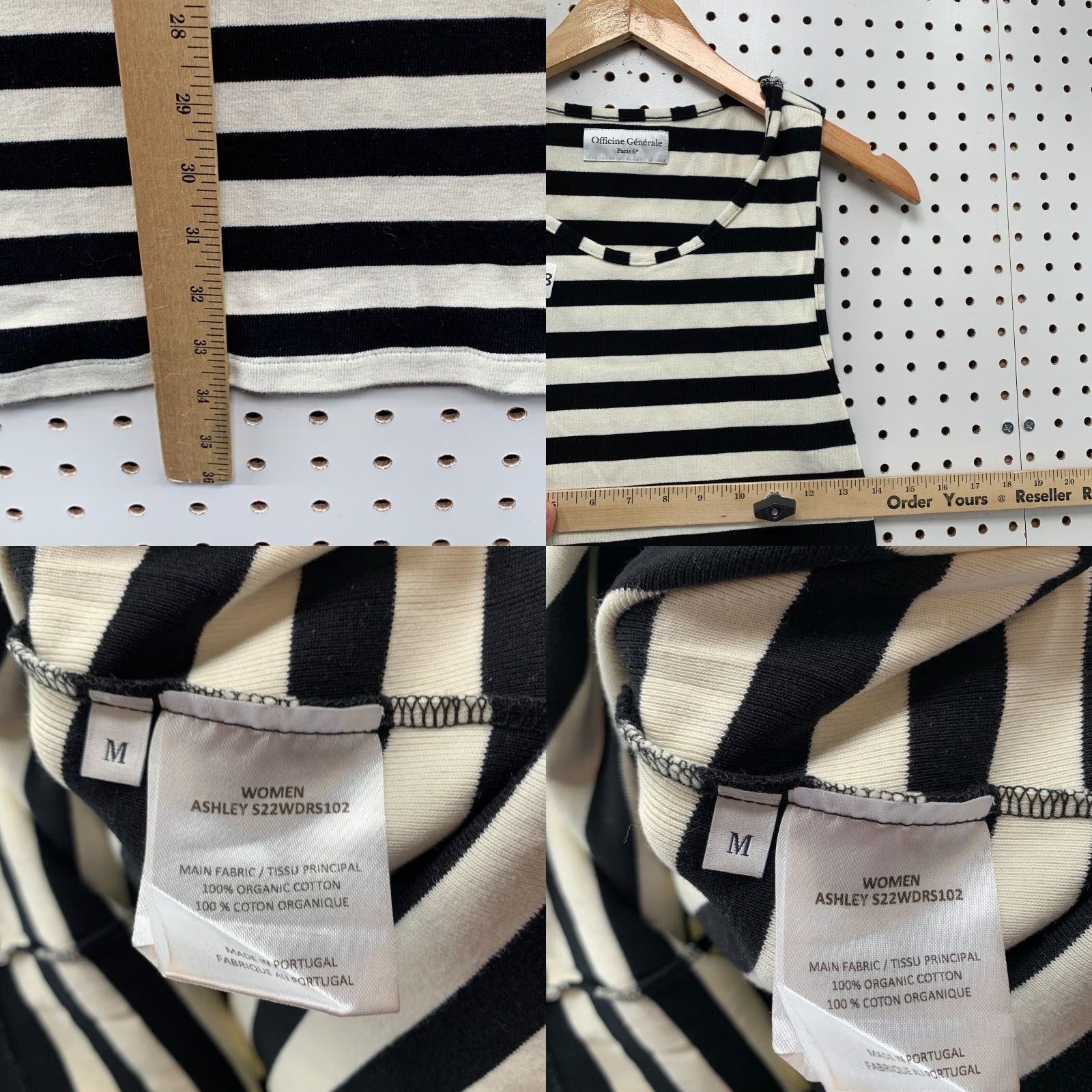 Vintage Officine Generale Striped Mini Shirt Dress Womens M Black Striped 14X34 T-Shirt Dress Size M / US 6-8 / IT 42-44 - 9 Thumbnail