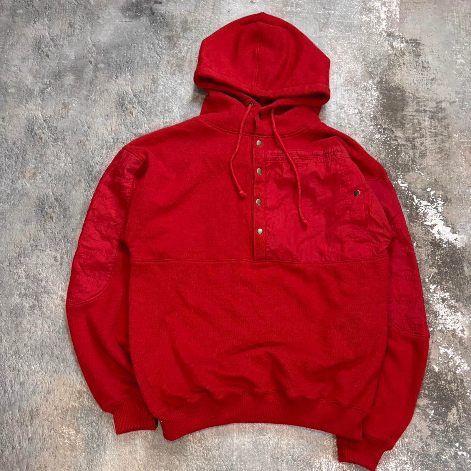 Levi's × Vintage Vintage 90s Red Waffle Knit Hoodie! Size XL Size US XL / EU 56 / 4 - 1 Thumbnail
