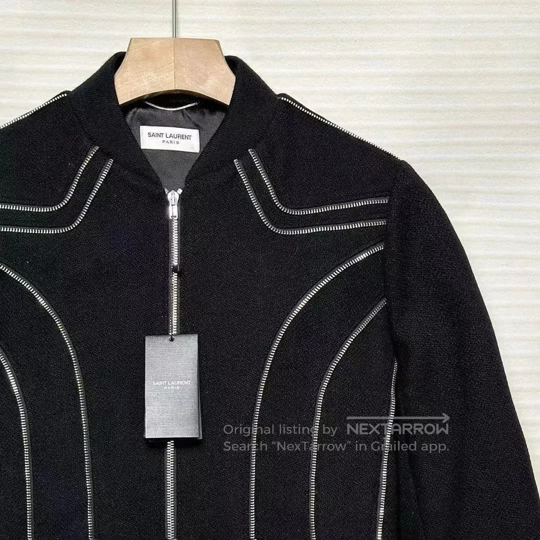 Saint Laurent Paris Saint Laurent Black Silver Zip Bomber Jacket. Size US S / EU 44-46 / 1 - 3 Thumbnail