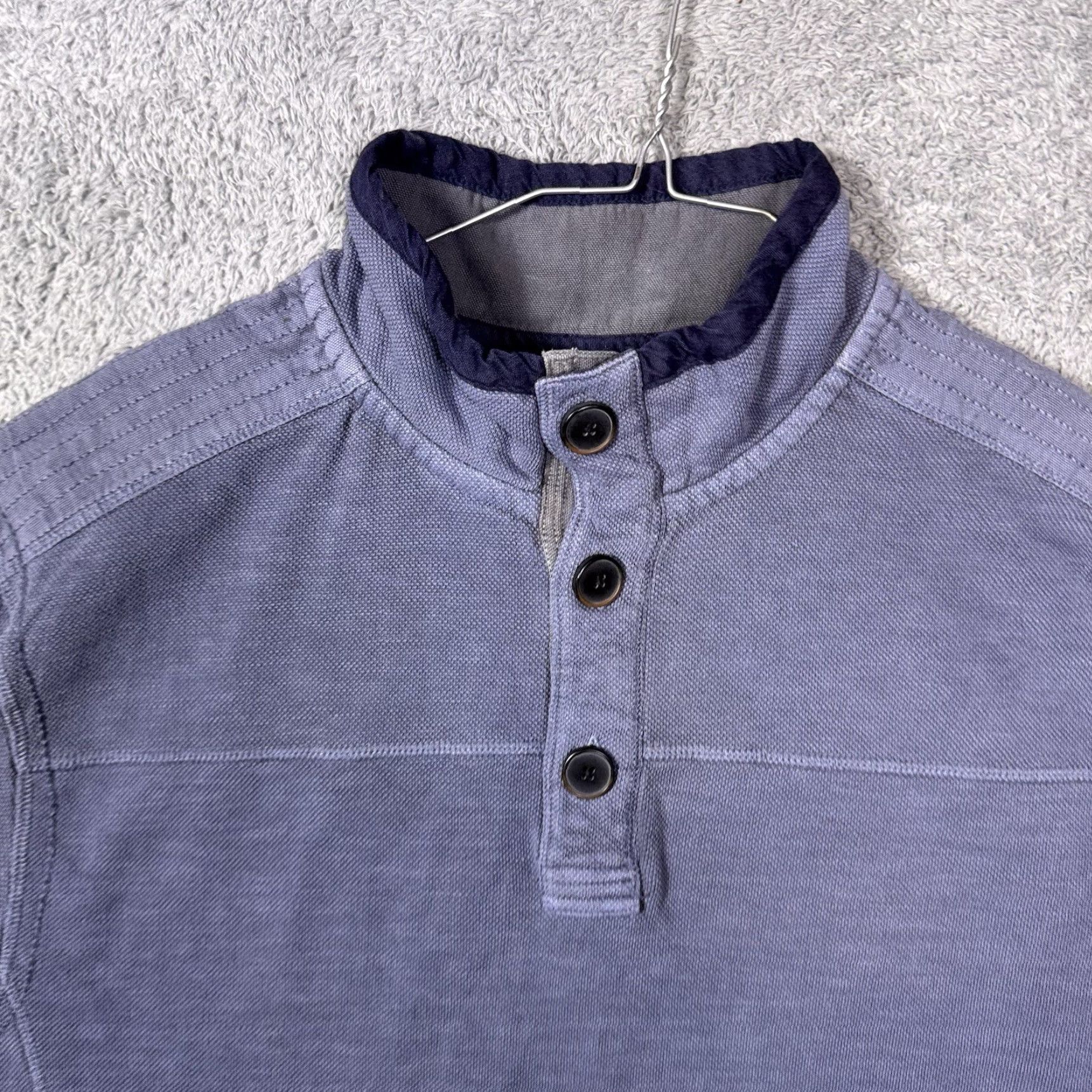 Johnston & Murphy Johnston & Murphy Jacket Mens L Washed Slub Pique 1/4 Button Henley Pullover NEW Blue Jacket Mens L Size US L / EU 52-54 / 3 - 4 Thumbnail