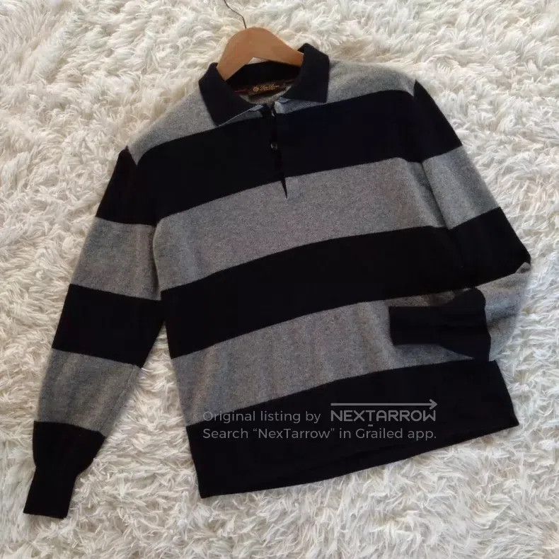 Loro Piana LORO PIANA Striped cashmere polo shirt Size US M / EU 48-50 / 2 - 1 Thumbnail