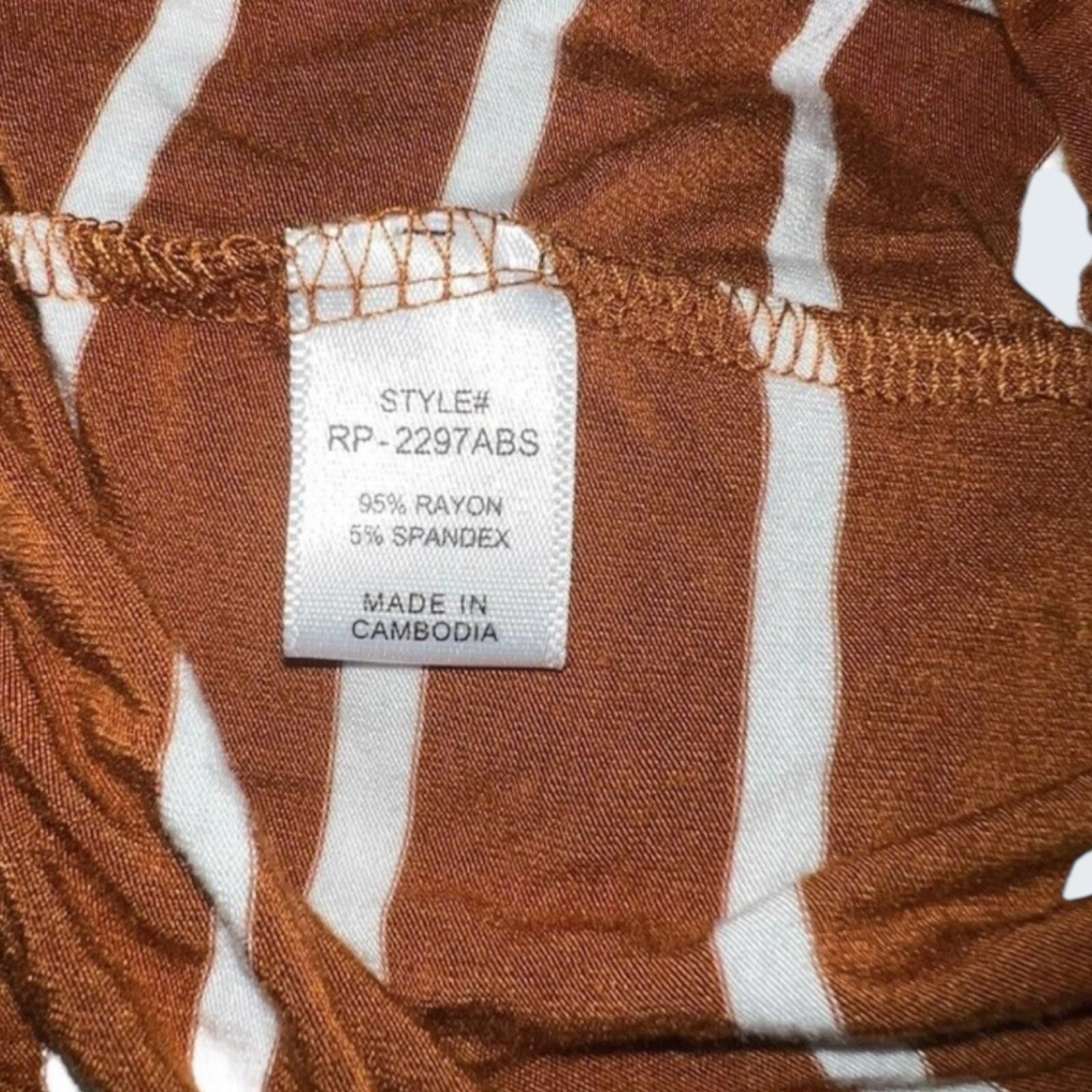 Other Zenana Striped Short Sleeve Romper Rust Brown White XL Size 40" / US 18 - 6 Thumbnail