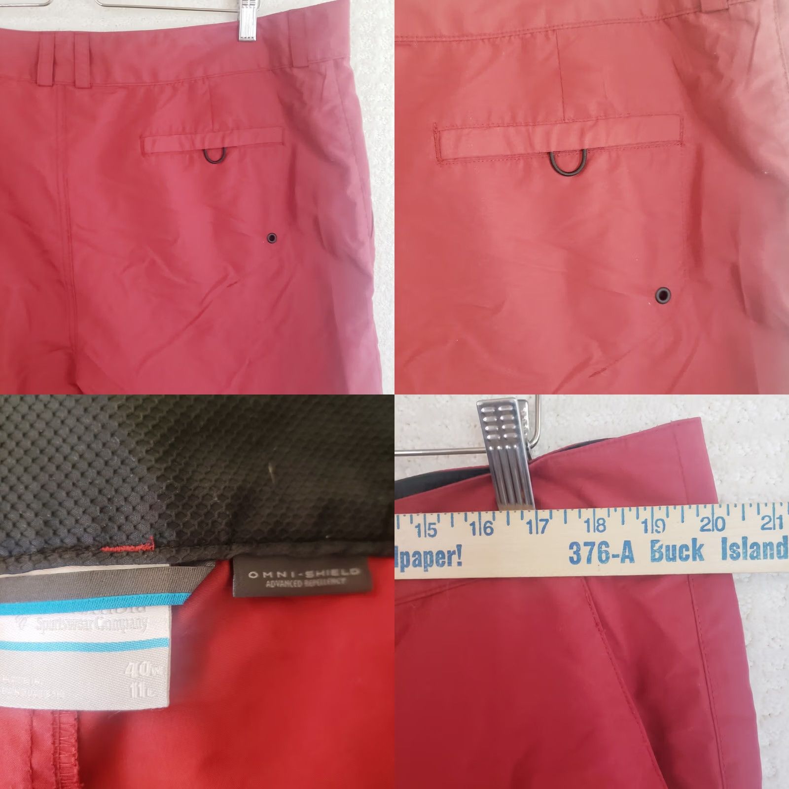 Vintage Columbia Men's Shorts Red 40x11 Omni-Shield Chino Flat Front Zip Pockets Logo Outdoor Casual Workwear Size US 40 / EU 56 - 8 Thumbnail