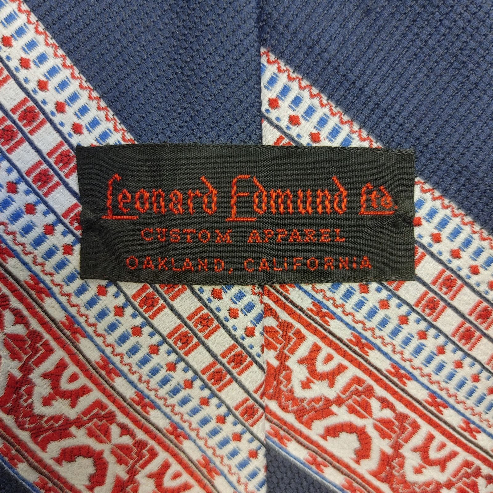 Other VTG Leonard Edmond Navy/Red Stripe Geometric Tie Size ONE SIZE - 2 Thumbnail