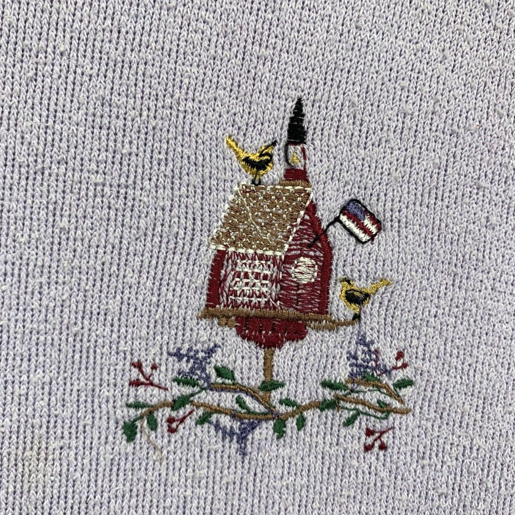 Rainbow VINTAGE Rainbow Fleece Jacket Medium Light Purple Embroidered Birdhouse 80s 90s Womens Size M / US 6-8 / IT 42-44 - 2 Thumbnail