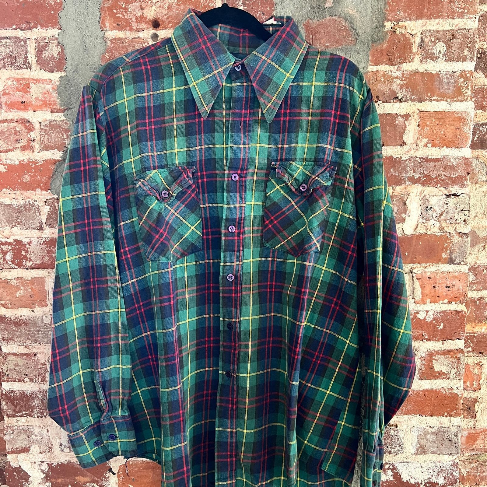 Knightsbridge RARE VTG Royal Knight Flannel Shirt Dagger Collar 24x30 Size US XL / EU 56 / 4 - 2 Thumbnail