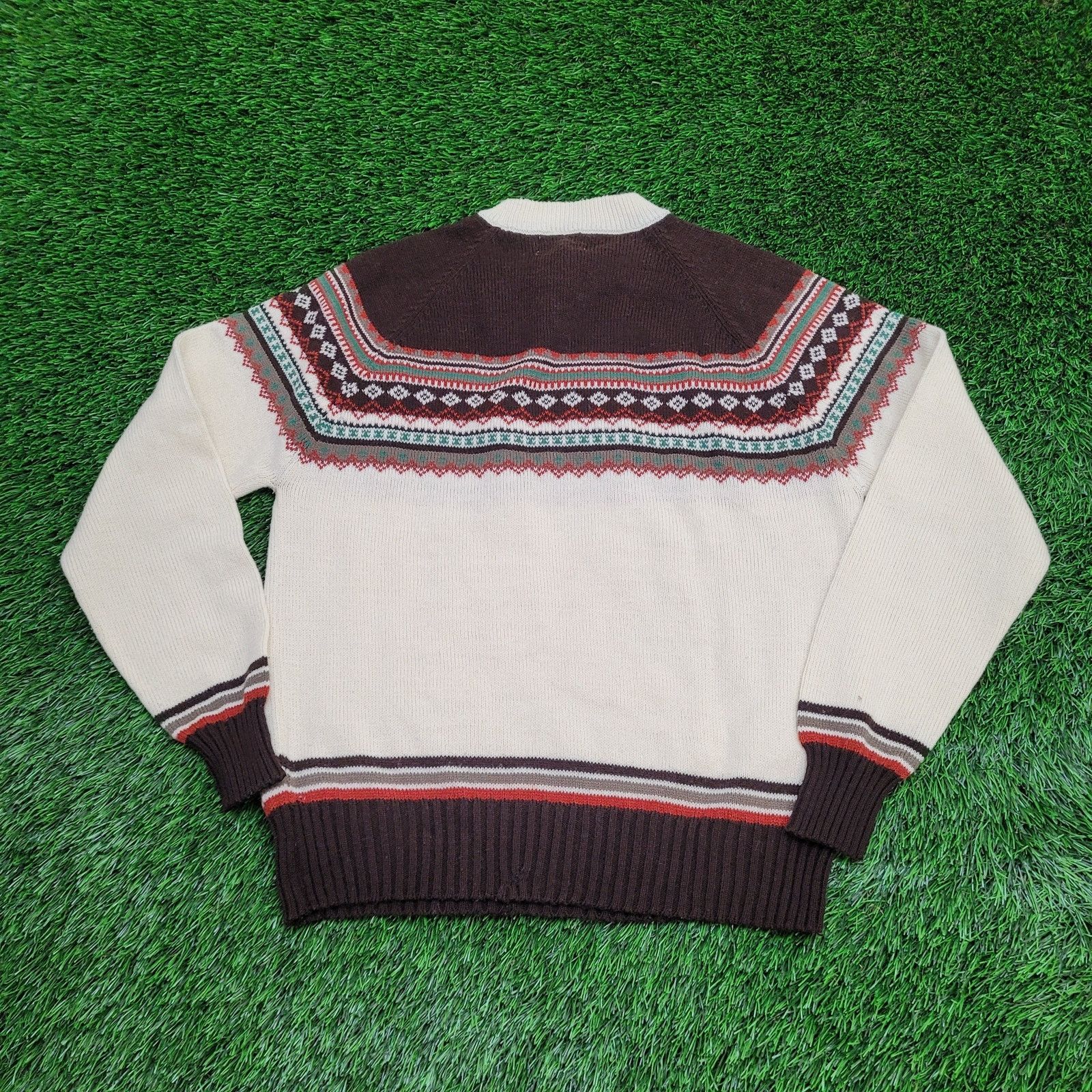 Other Vintage 80s MOD Nordic Sweater M/L 21x26 Brown Beige Size US L / EU 52-54 / 3 - 2 Thumbnail