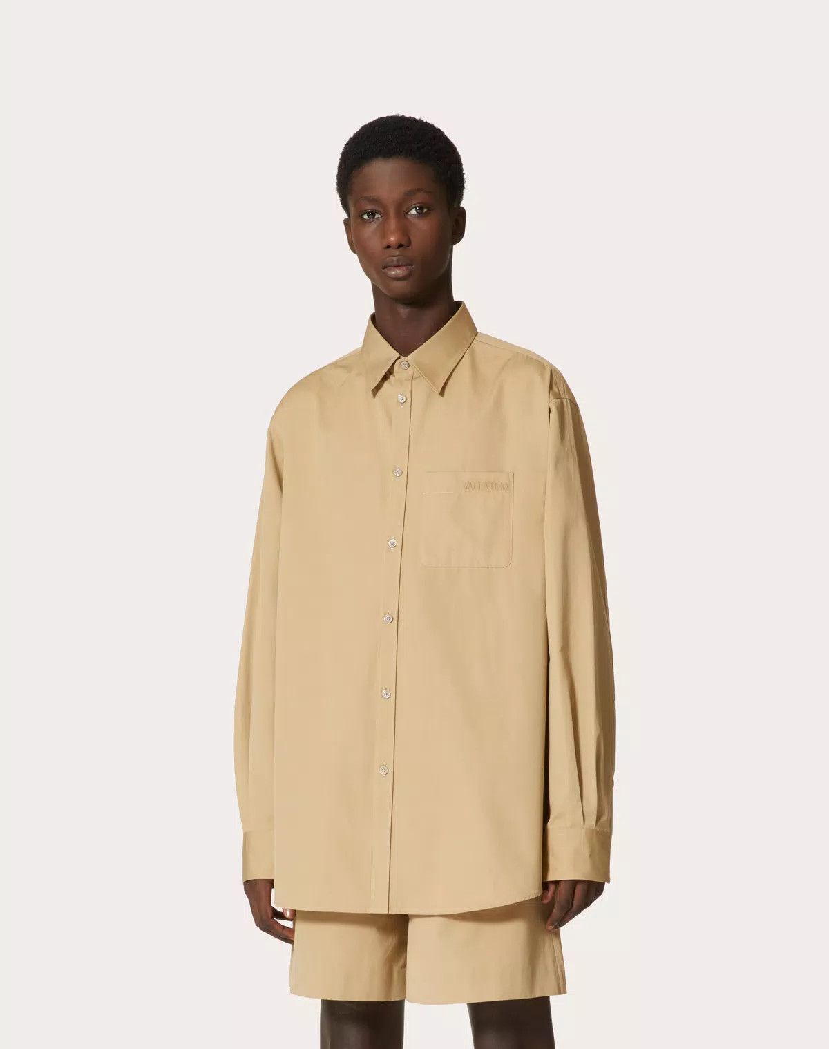 Valentino oc11z0725 Long Sleeve Cotton Shirt in Beige Size US L / EU 52-54 / 3 - 4 Thumbnail