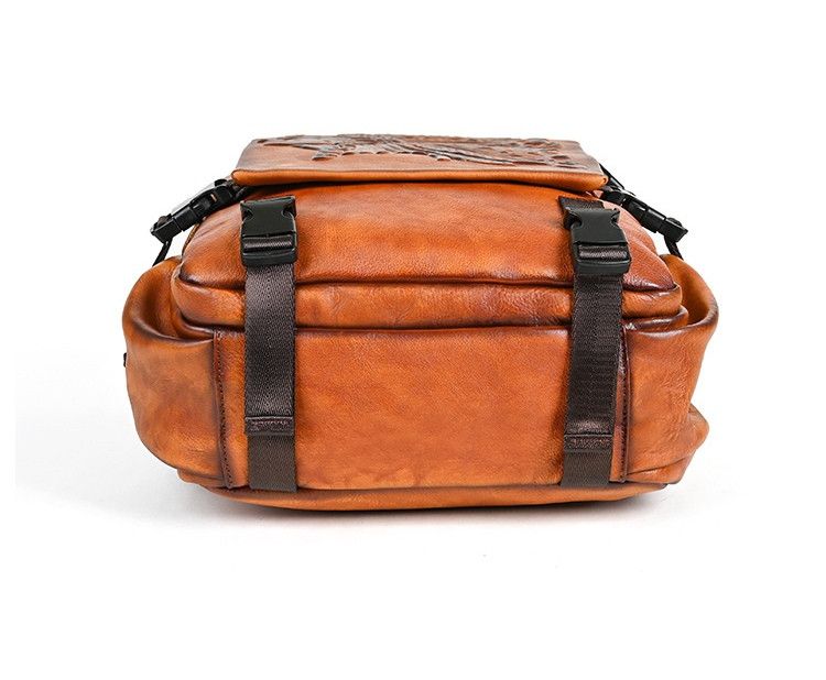 Genuine Leather Embossed Leather Backpack Size ONE SIZE - 5 Thumbnail