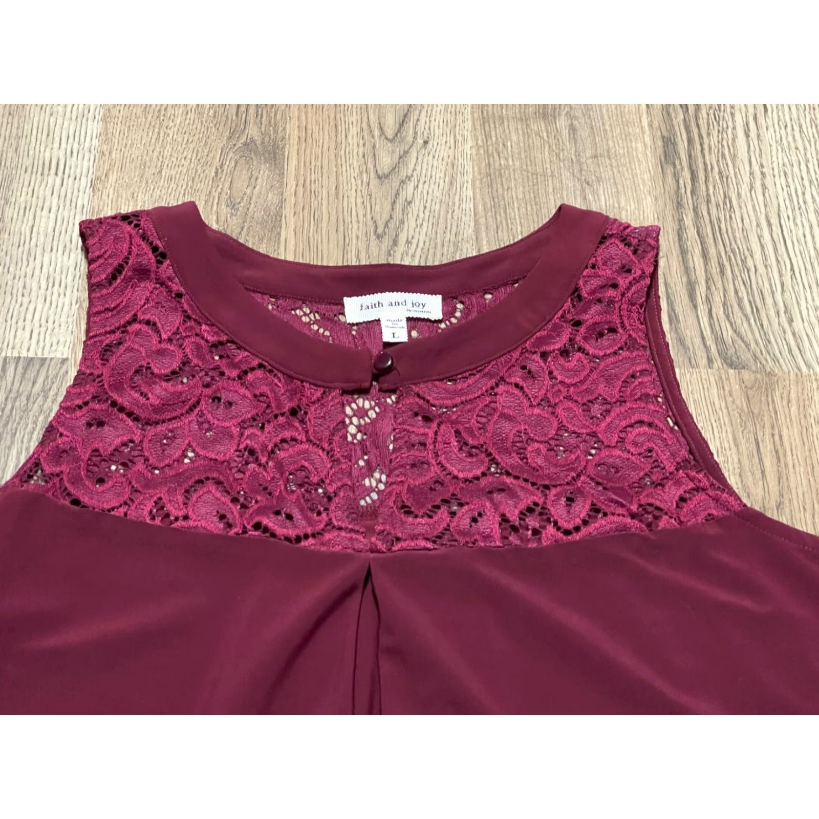 Faded Glory Faded Glory Tank Top Women's Large Maroon Lace Size L / US 10 / IT 46 - 3 Thumbnail