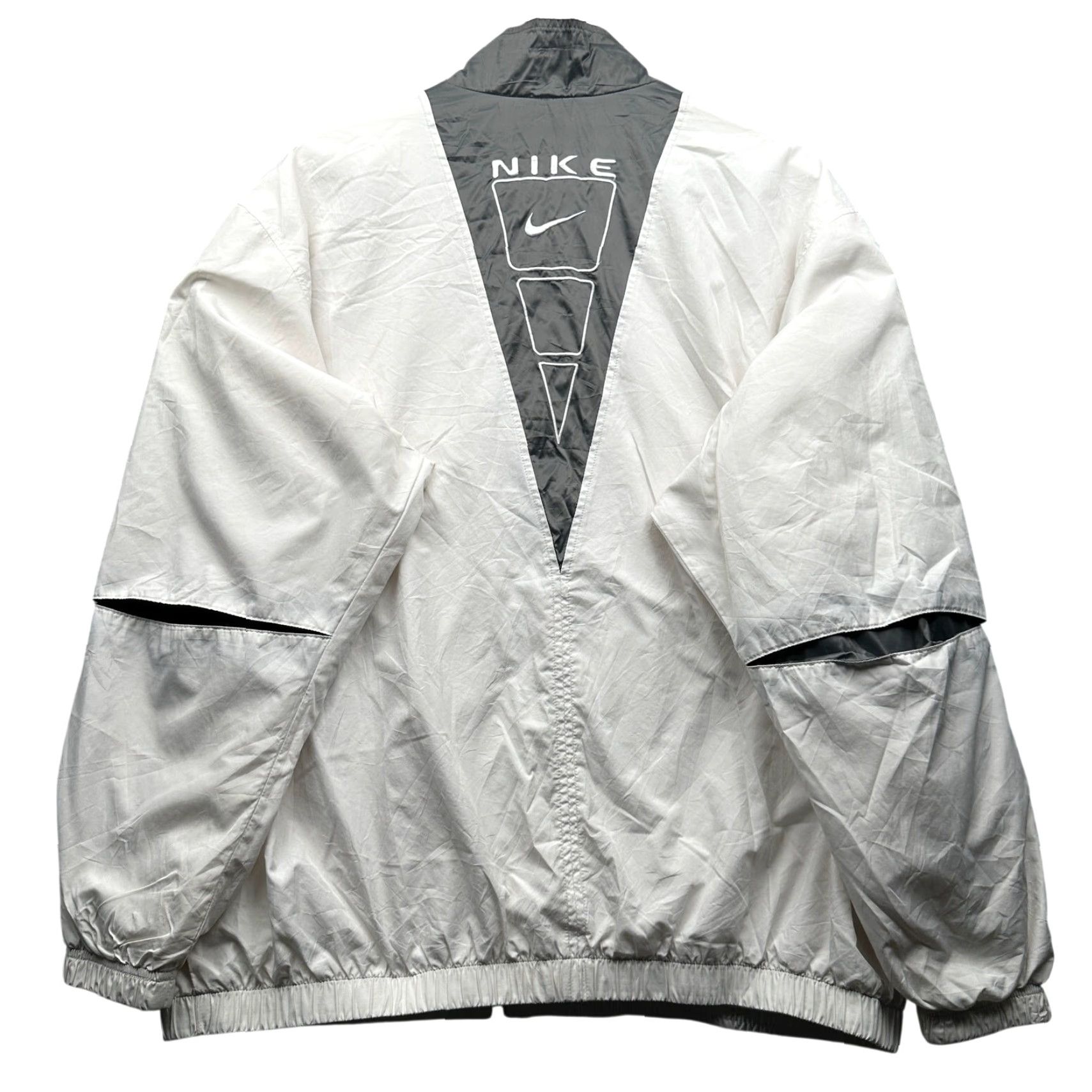 Nike VINTAGE Nike Windbreaker Lined Jacket Womens XXL White Gray Swoosh Full Zip Size XXL / US 16-18 / IT 52-54 - 2 Thumbnail