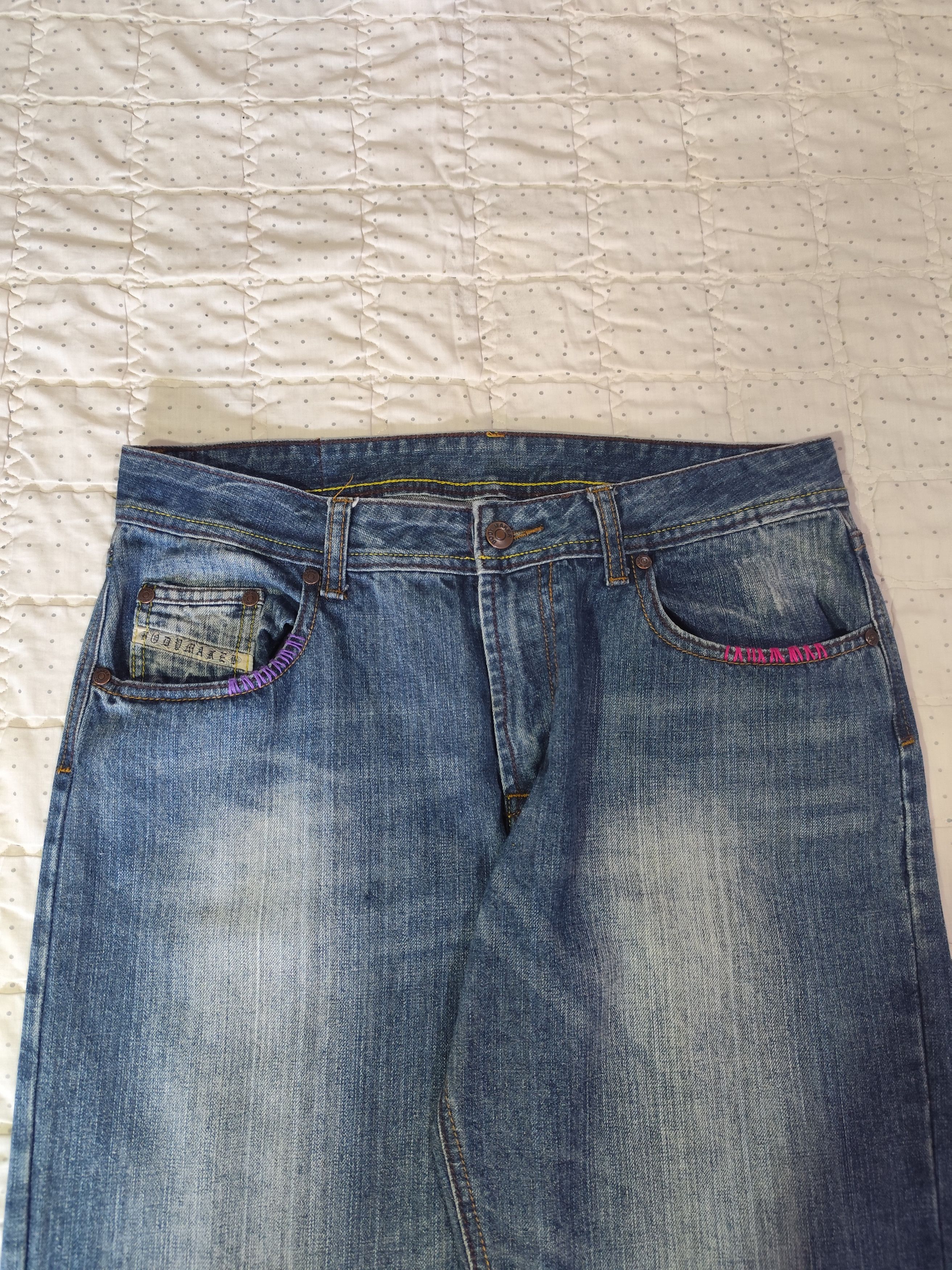 Japanese Brand Vintage Bodymaker Loose Washed Denim J018 Size 31" - 3 Thumbnail