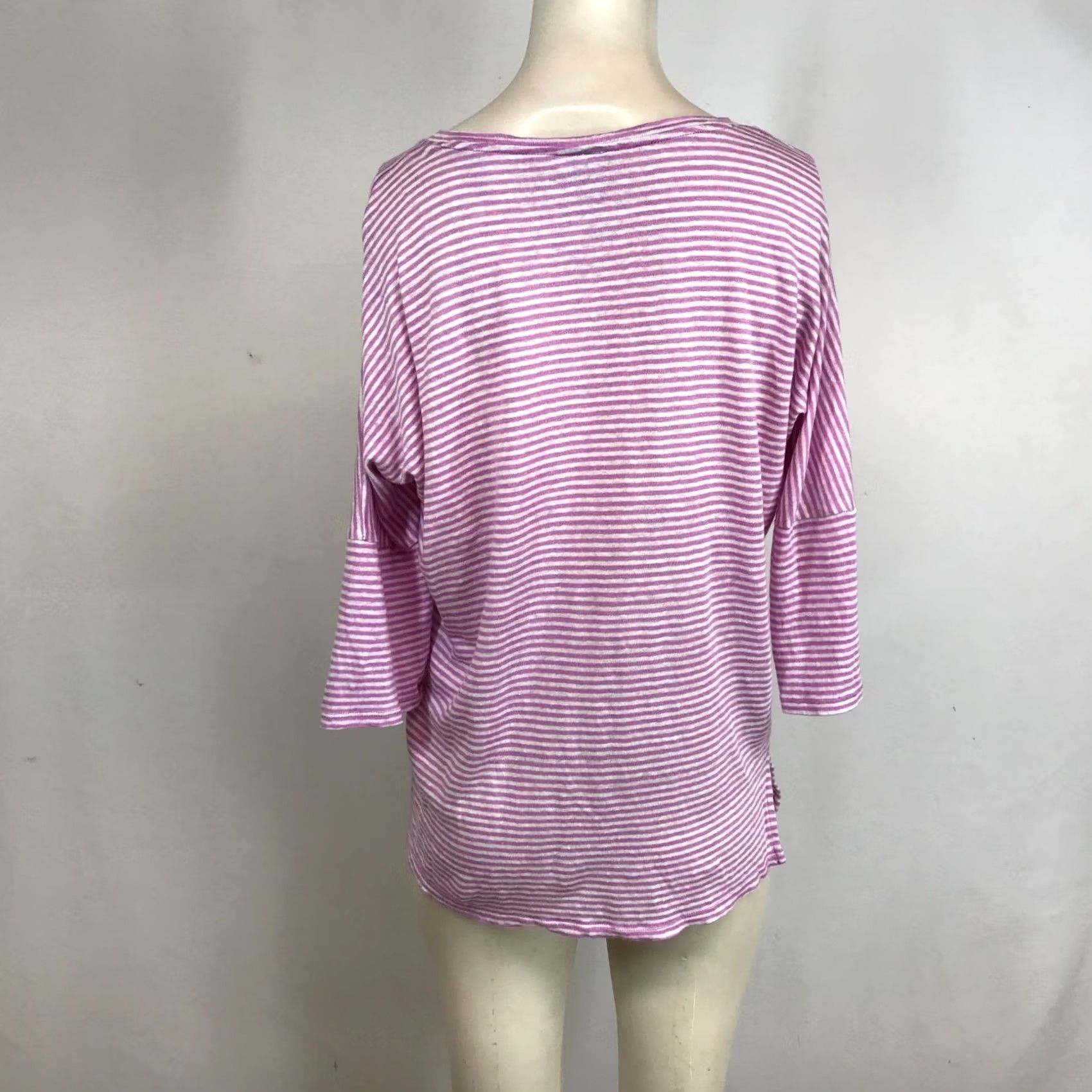 Vintage Chico's Womens Top V-Neck Linen Lavender White Stripe Size S Size S / US 4 / IT 40 - 5 Thumbnail