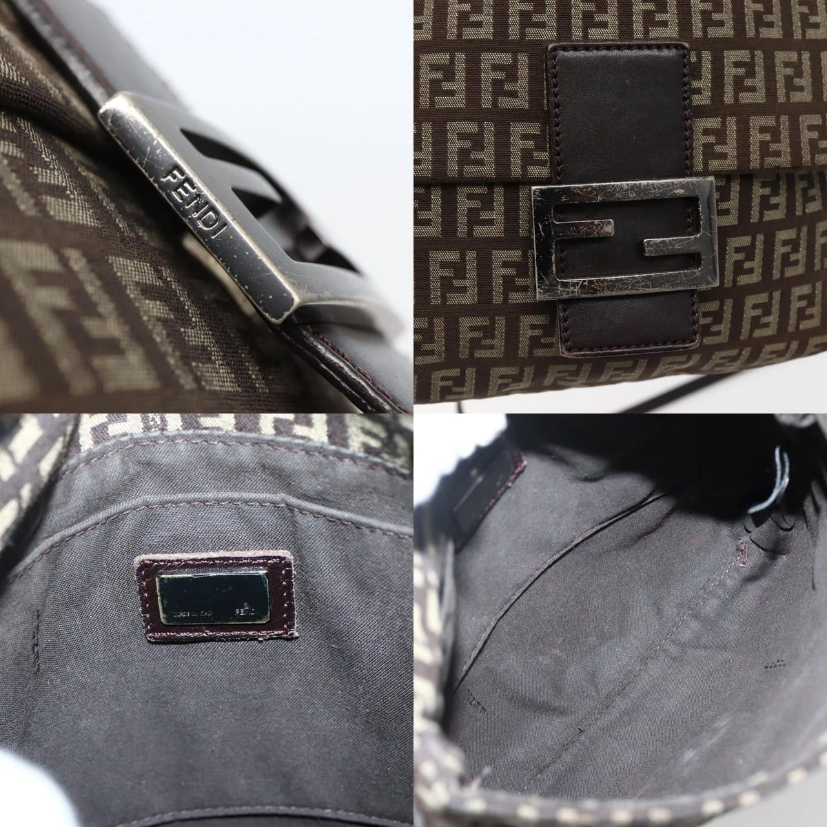 Fendi FENDI Zucchino Canvas Shoulder Bag Brown Size ONE SIZE - 11 Thumbnail