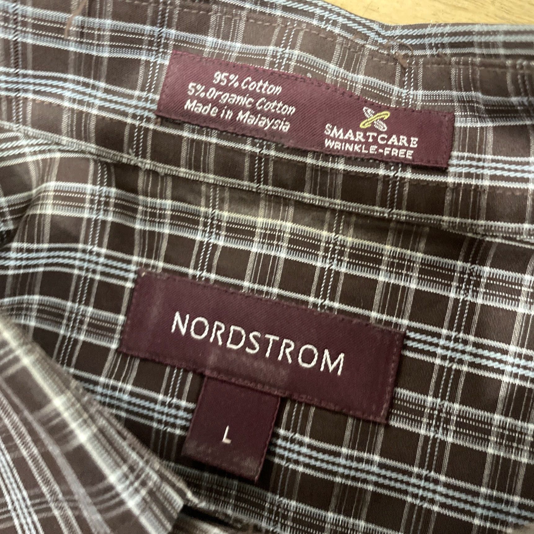 Nordstrom Nordstrom Vintage 90s Smartcare Shirt Men L Brown Plaid Organic Cotton Western Shirt Size US M / EU 48-50 / 2 - 6 Thumbnail
