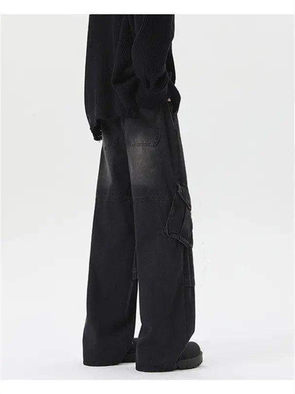 Japanese Brand Retro black straight leg loose jeans Size US 32 / EU 48 - 4 Thumbnail