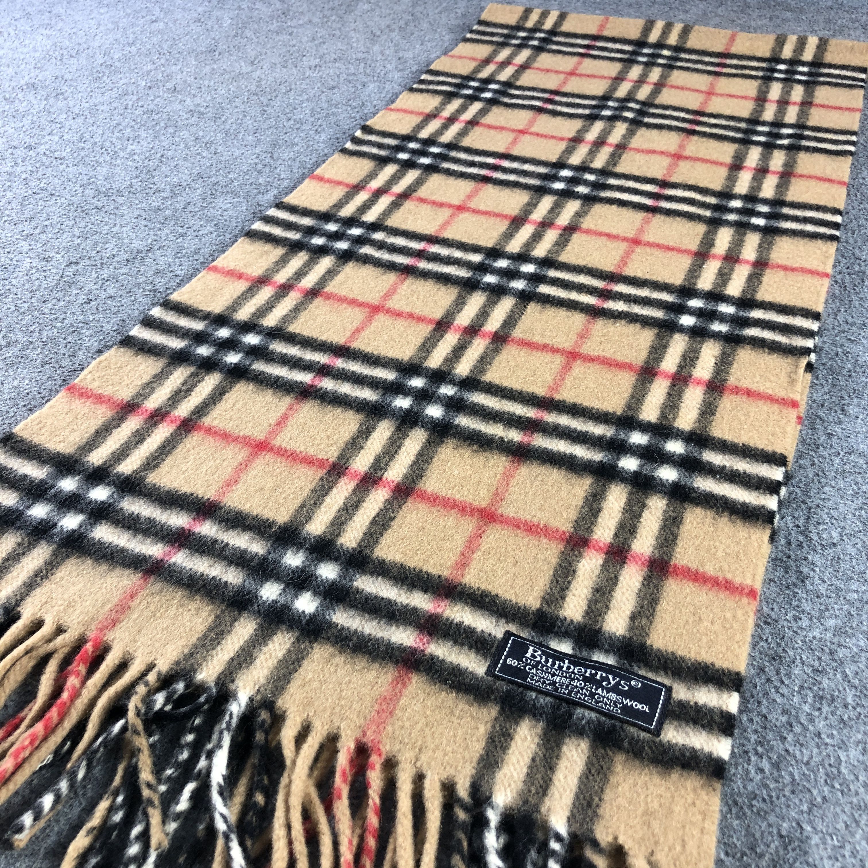 Burberry Burberry Tan Nova Check Cashmere Scarf Muffler V2879 Size ONE SIZE - 3 Thumbnail