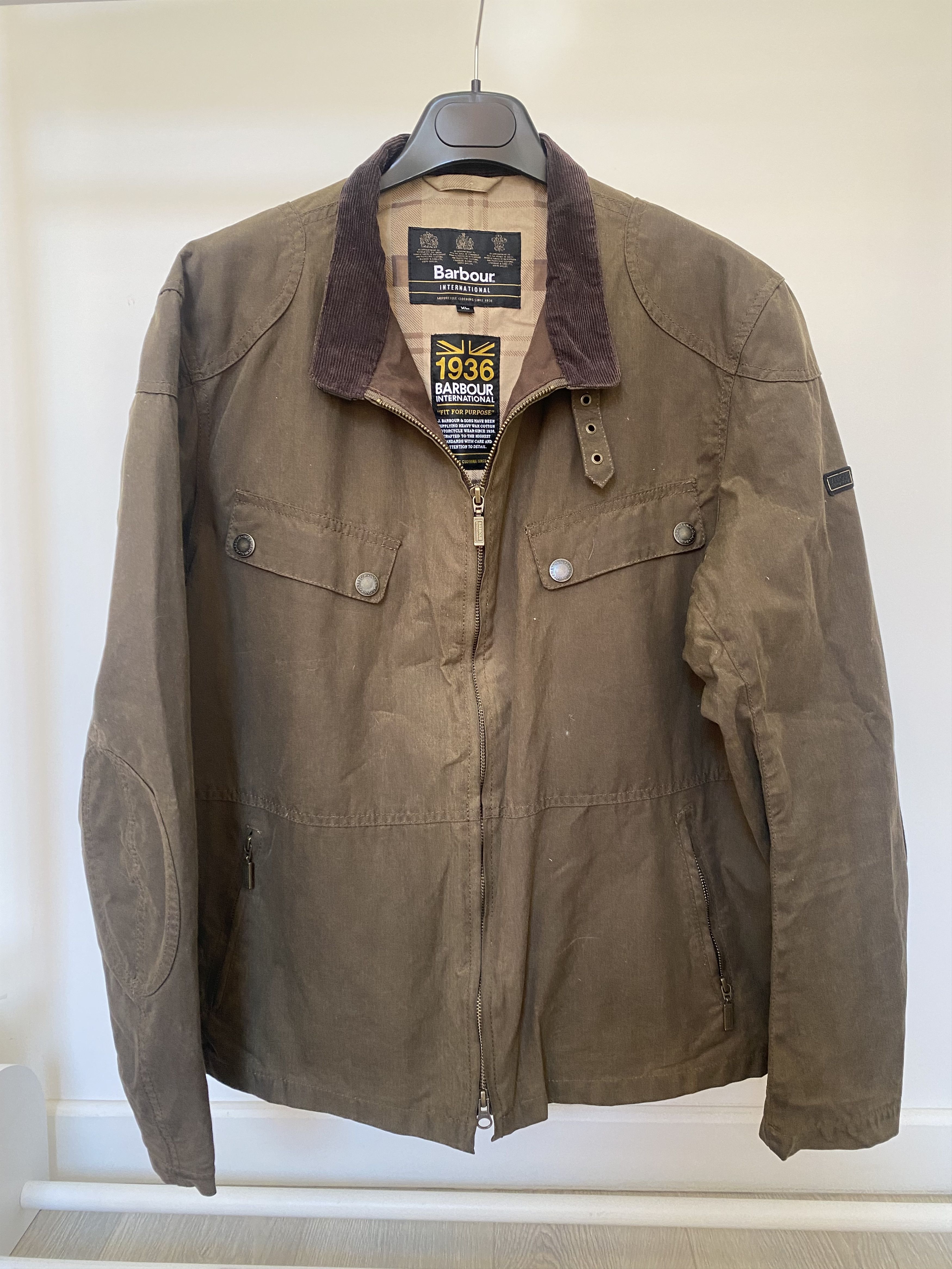 Image of Barbour International Waxed Rebel Jacket Size XL in Brown, Men's