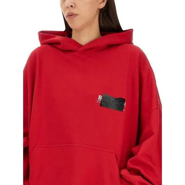 Balenciaga o1s1wg111224 Gaffer Hoodie Oversized in Red Size XS / US 0-2 / IT 36-38 - 3 Thumbnail