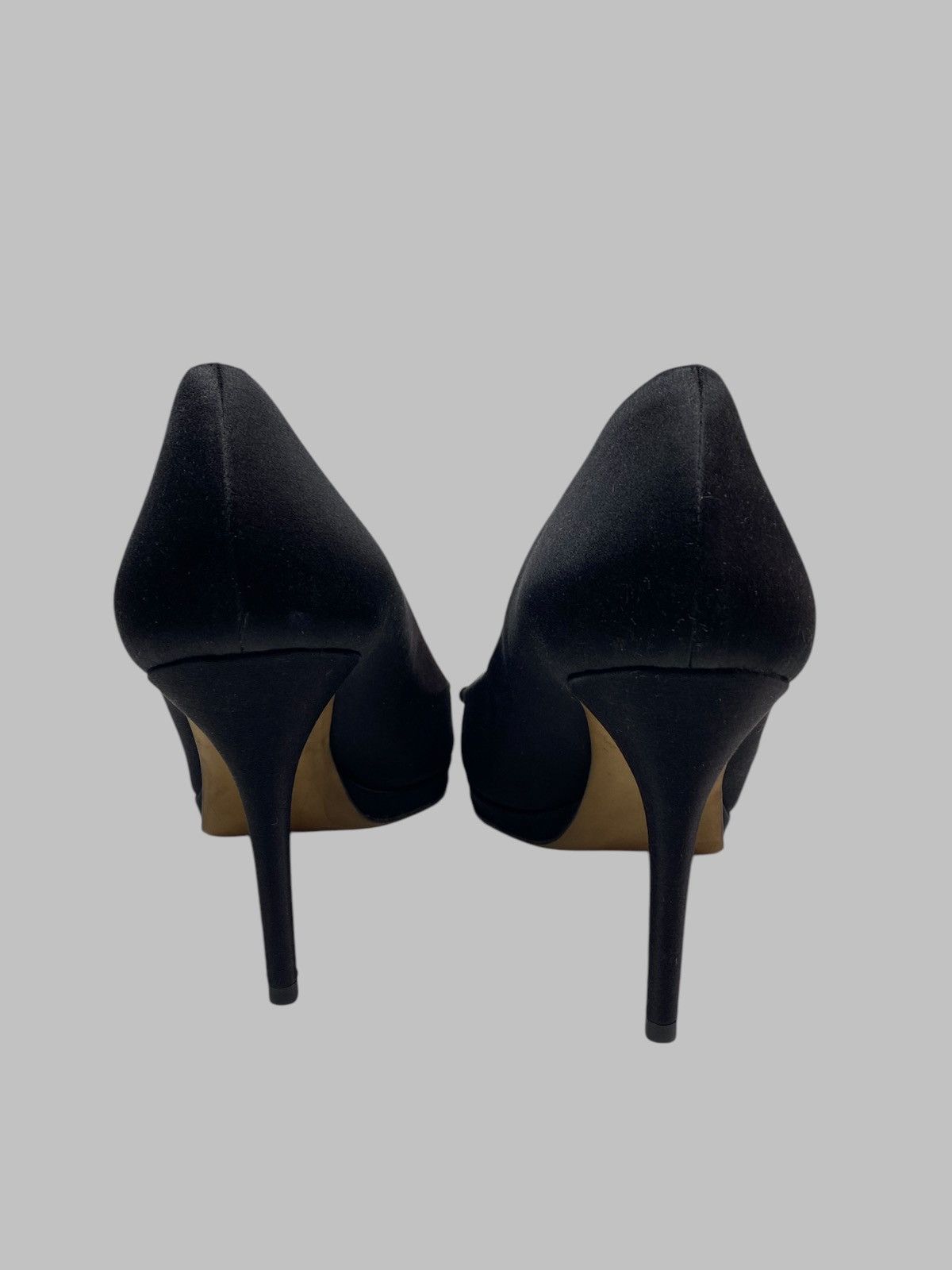 Gucci Gucci Black Satin Rhinestones Embellished Peep Toe Heels Size US 10 / IT 40 - 6 Thumbnail
