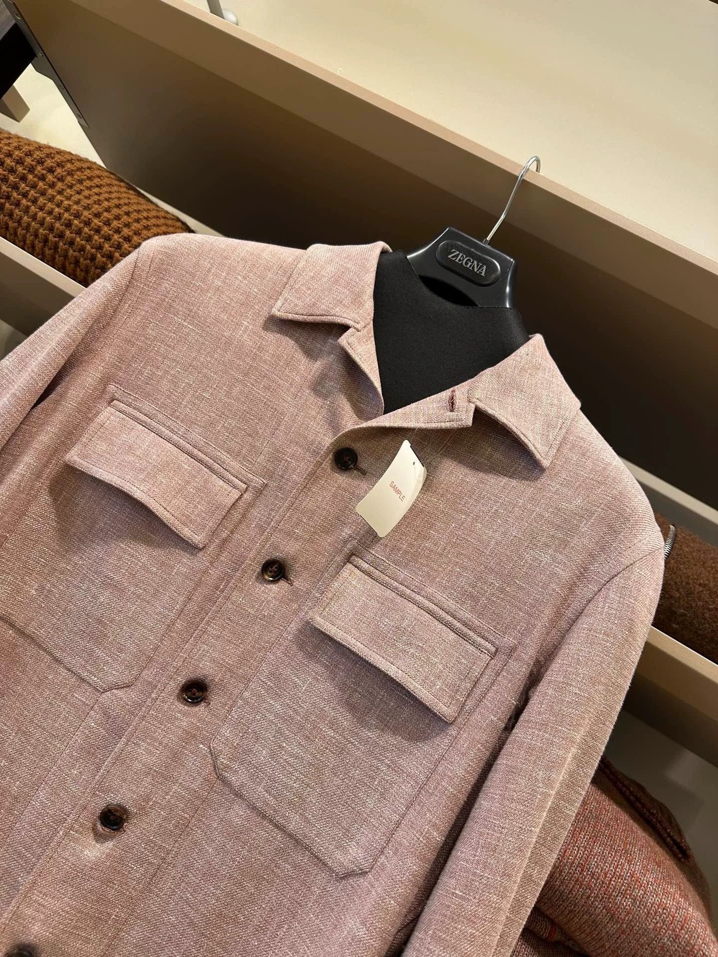 Ermenegildo Zegna Zegna Pink Men's Shirt Coat Size US M / EU 48-50 / 2 - 2 Thumbnail