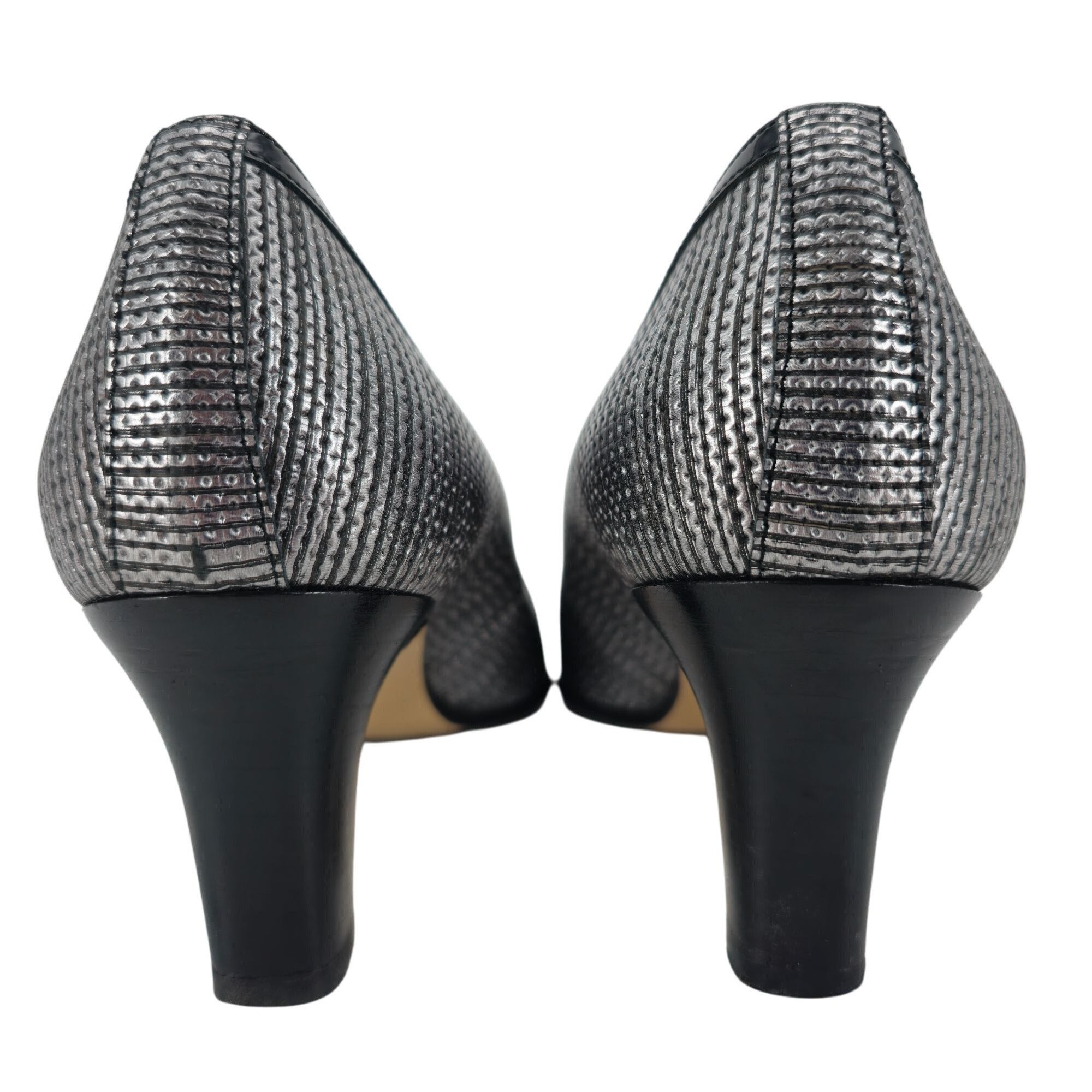 Other Volpato Italy Womens 7.5 / 38EU Black Gray Leather Pumps Size US 7.5 / IT 37.5 - 4 Thumbnail