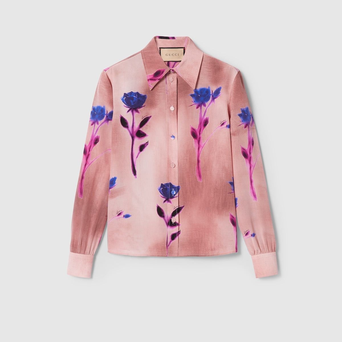 Gucci Gucci Floral Print Crepe De Chine Shirt SIZE 44 Size ONE SIZE - 1 Thumbnail