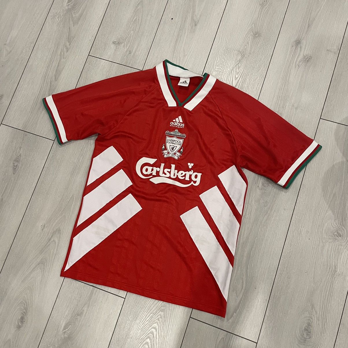 リバプール Adidas carlsbargロゴ 古着 90 英国製 adidas LIVERPOOL Carlsberg プルオーバー