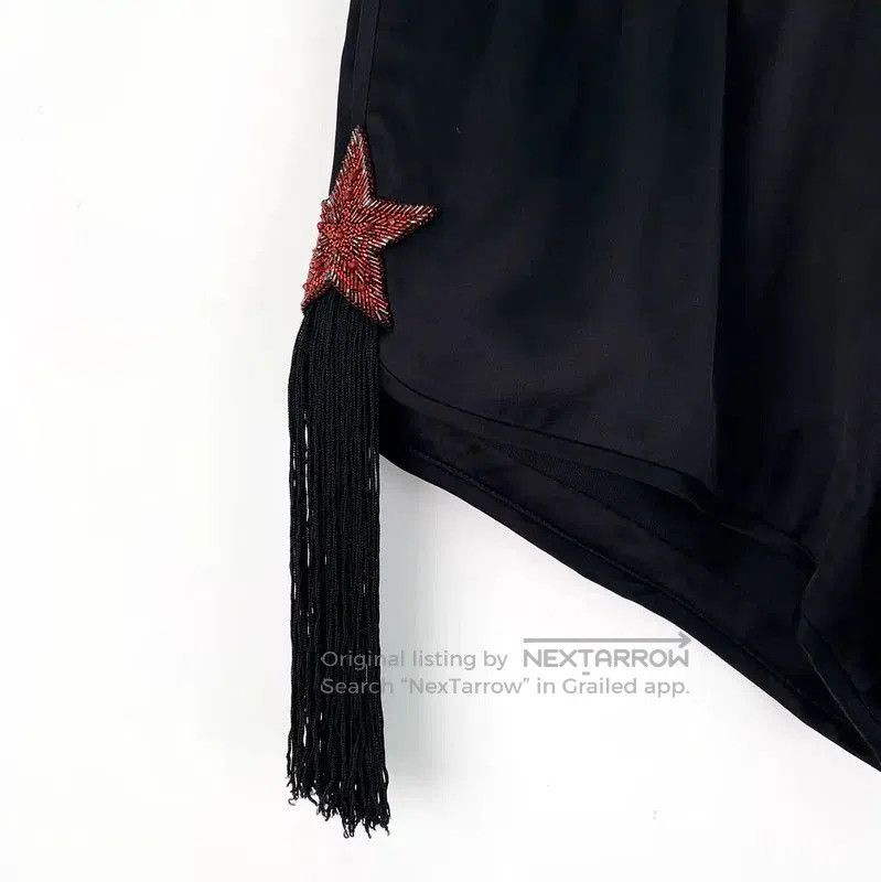 Yves Saint Laurent YSL Black Silk Women's Shorts with Star Details . Size 22" - 4 Thumbnail