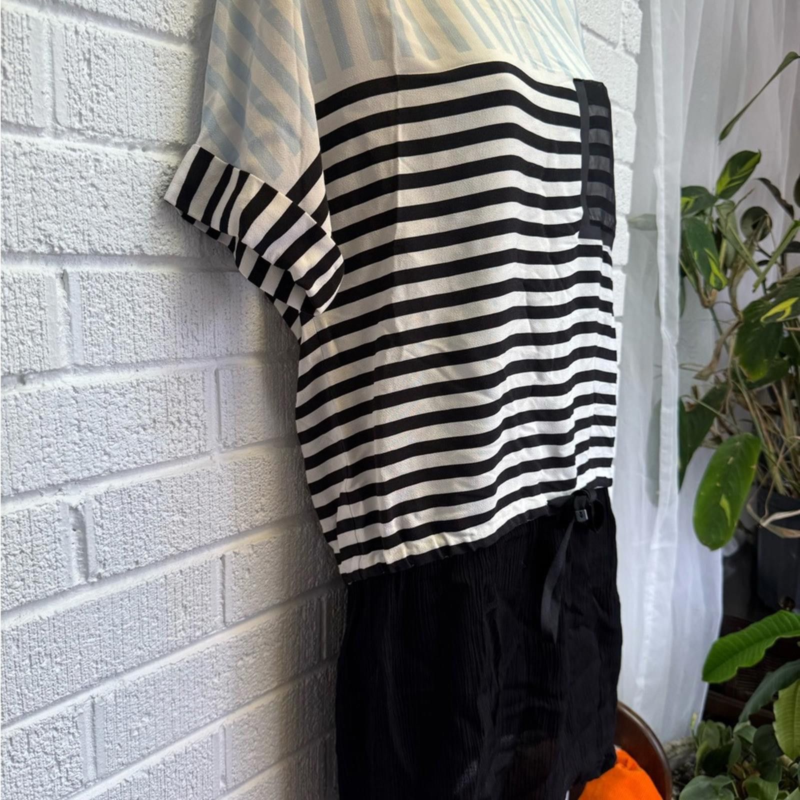 Designer Cop.Copine Striped Top - Black, White, Light Blue Size M / US 6-8 / IT 42-44 - 3 Thumbnail