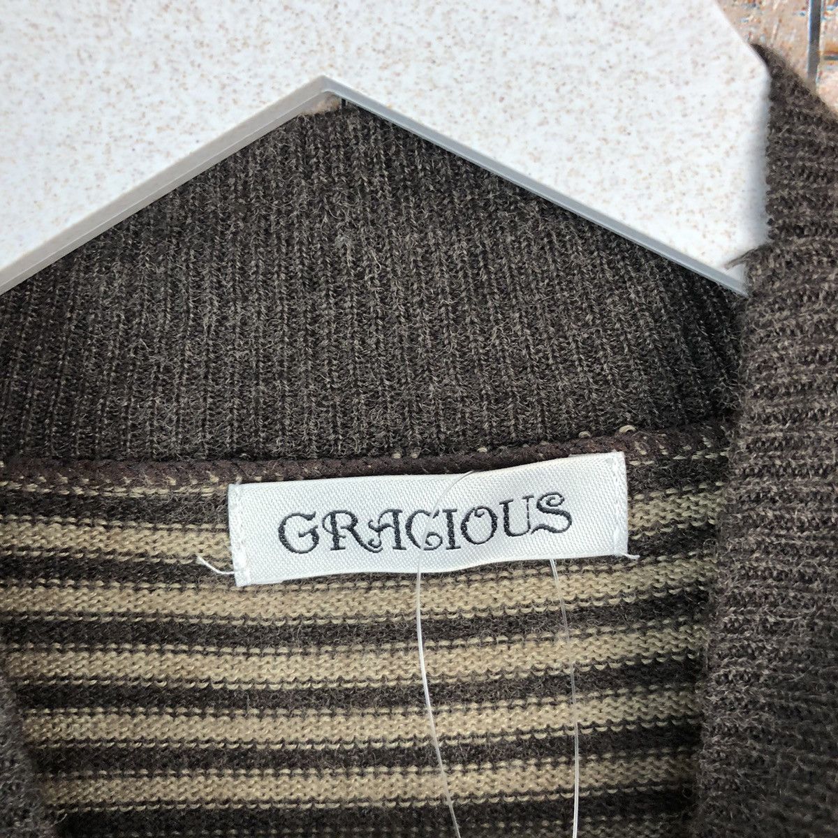 Homespun Knitwear × Japanese Brand × OVER THE STRiPES Gracious Brown Stripe Knitwear #A1194 Size M / US 6-8 / IT 42-44 - 9 Thumbnail
